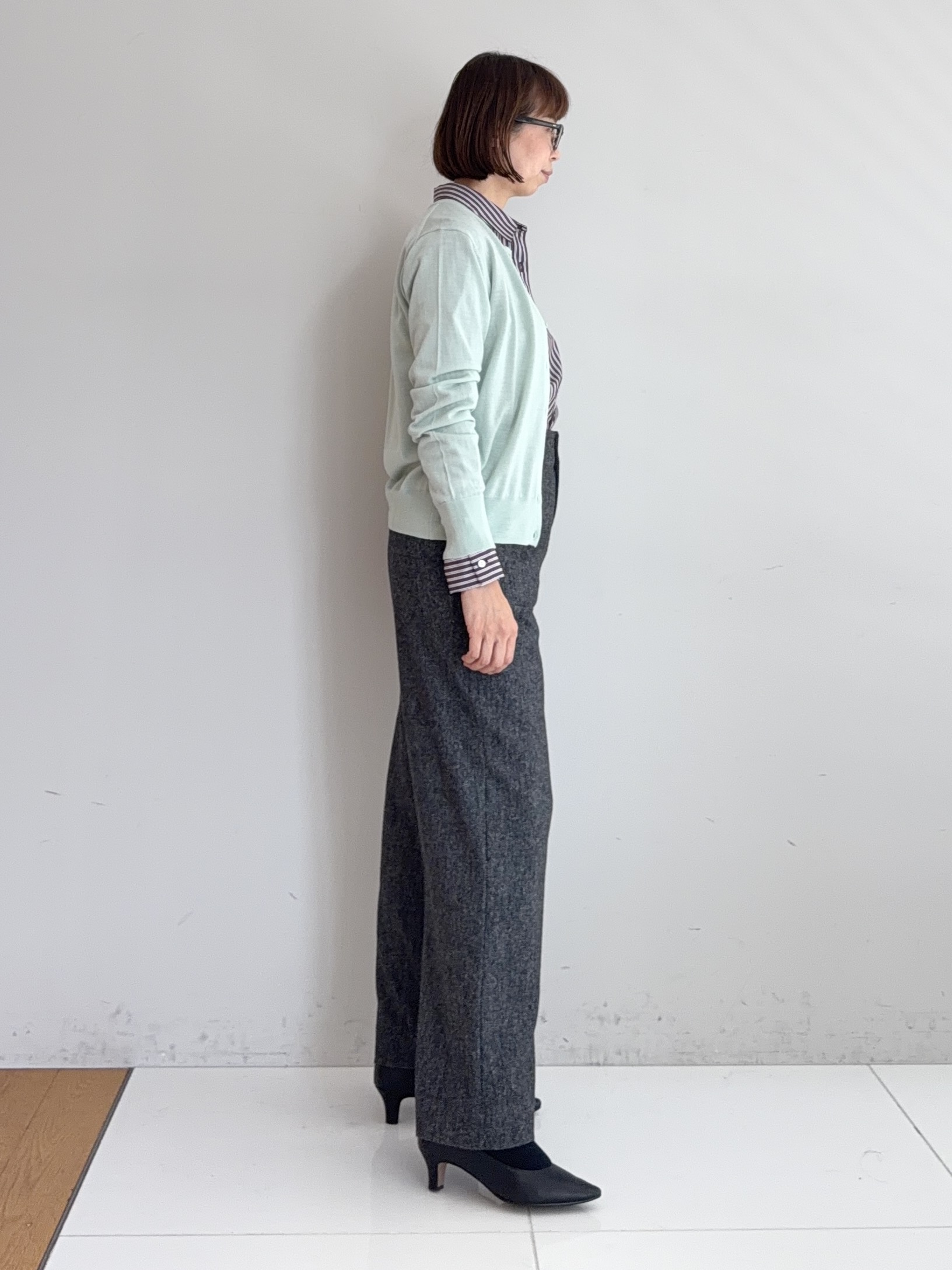 murayamaさんの「INDIVI｜【2WAY／ストライプ柄】ベーシックシャツ」を使ったコーディネート