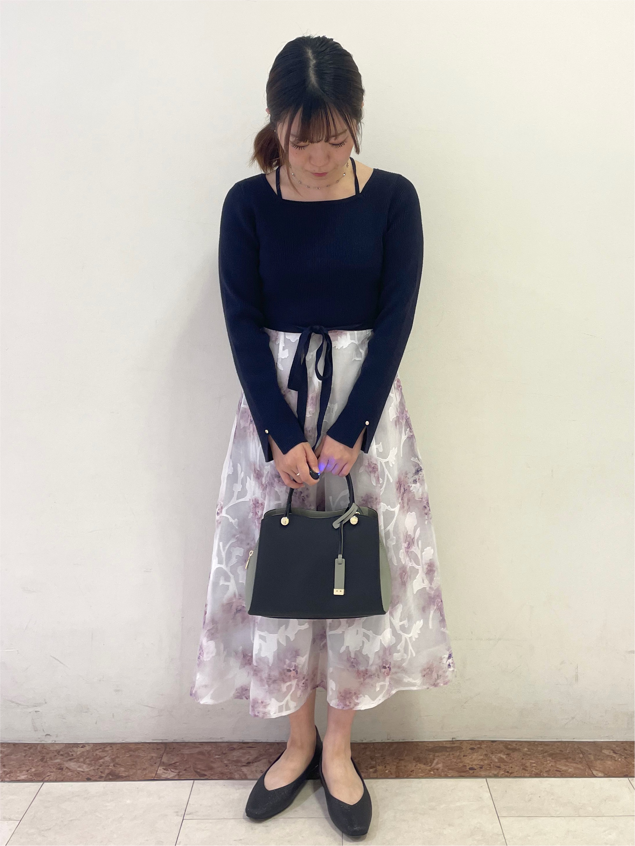 Rikoさんの「OPAQUE.CLIP｜【植草美幸先生が指南する好印象スタイル】フラワージャカードドッキングニットワンピース≪洗濯機OK≫」を使ったコーディネート