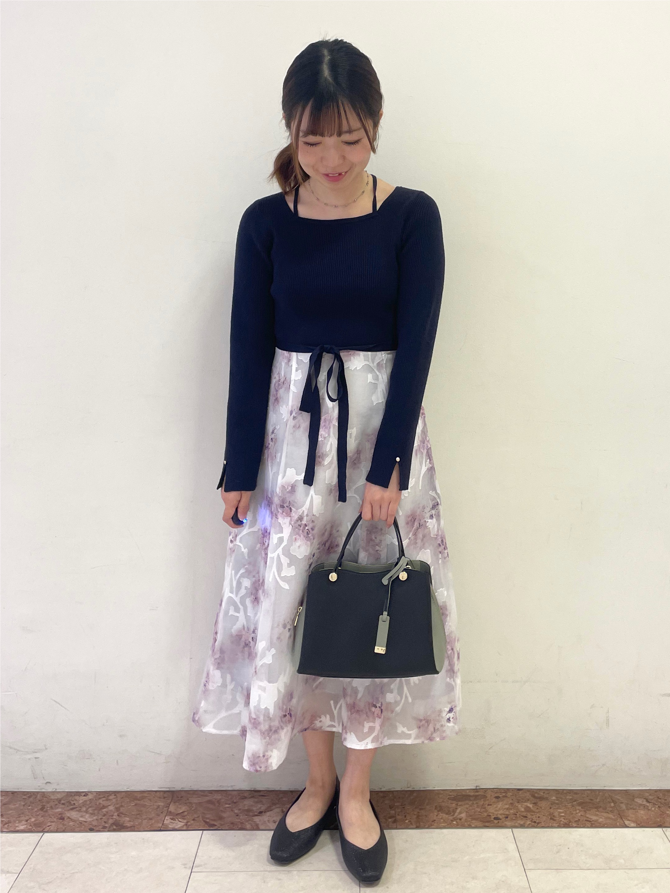Rikoさんの「OPAQUE.CLIP｜【植草美幸先生が指南する好印象スタイル】フラワージャカードドッキングニットワンピース≪洗濯機OK≫」を使ったコーディネート