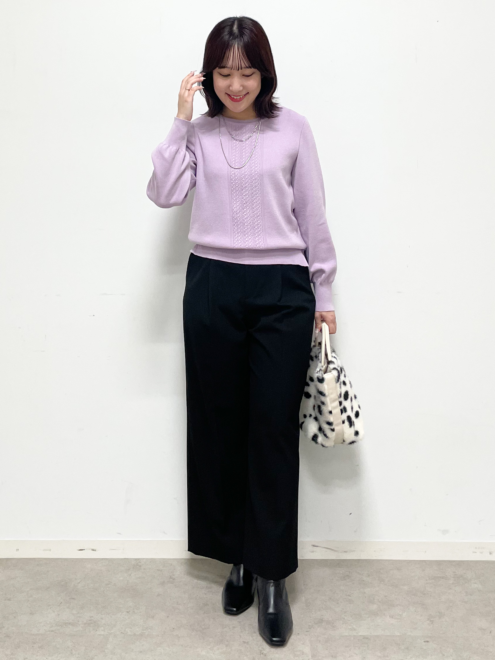 yukariさんの「Reflect｜【マシンウォッシュ】レース風編み柄ニット」を使ったコーディネート