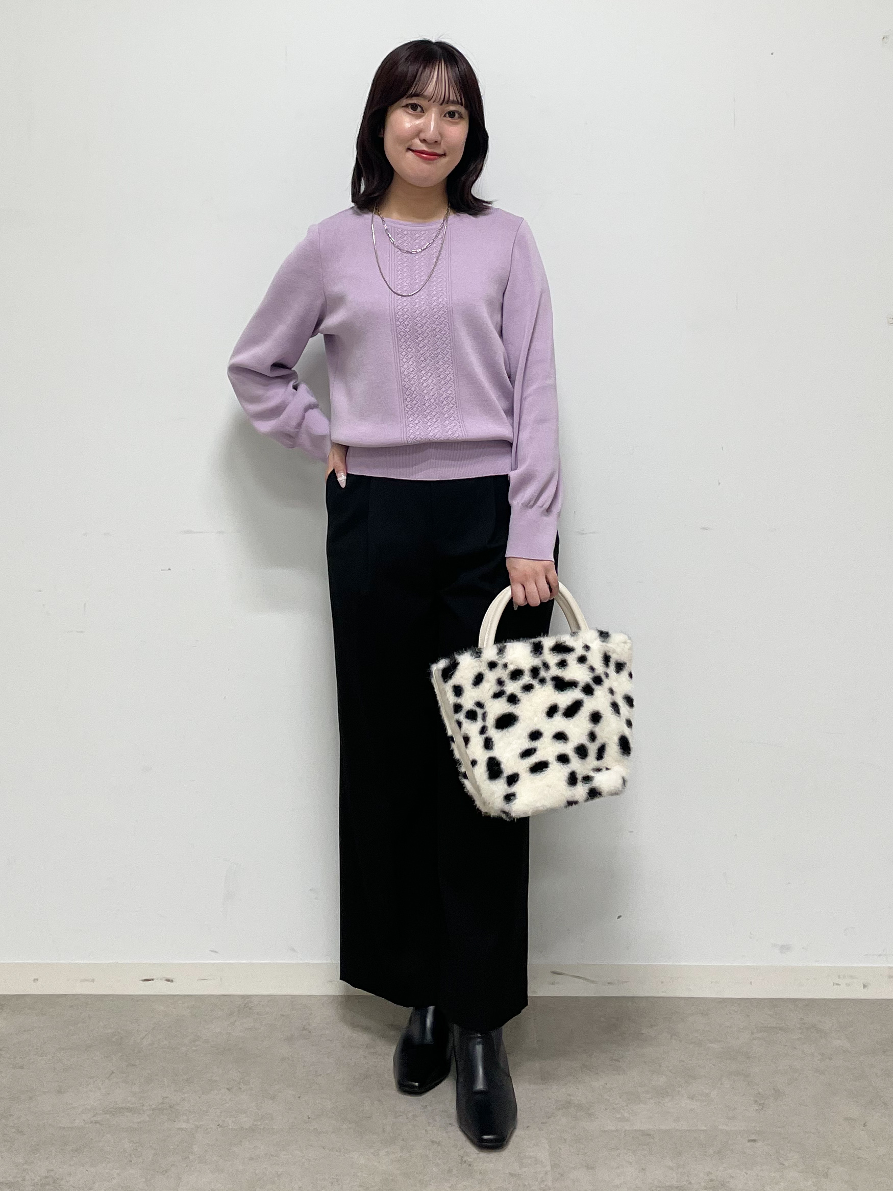 yukariさんの「Reflect｜【マシンウォッシュ】レース風編み柄ニット」を使ったコーディネート