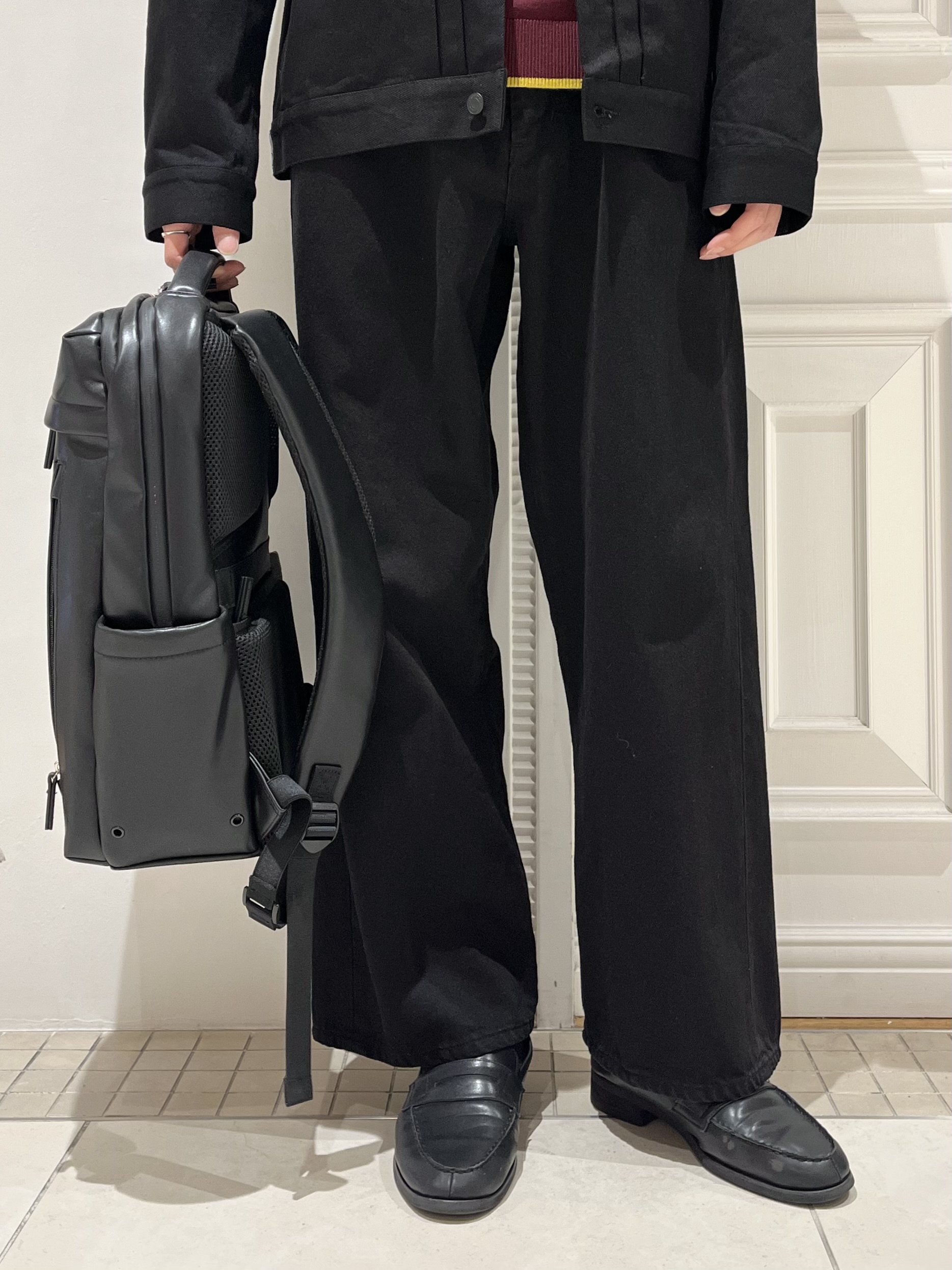 Watanabeさんの「DRESSTERIOR｜【セットアップ可】CONEデニム レザーカラーブラックGジャン」を使ったコーディネート