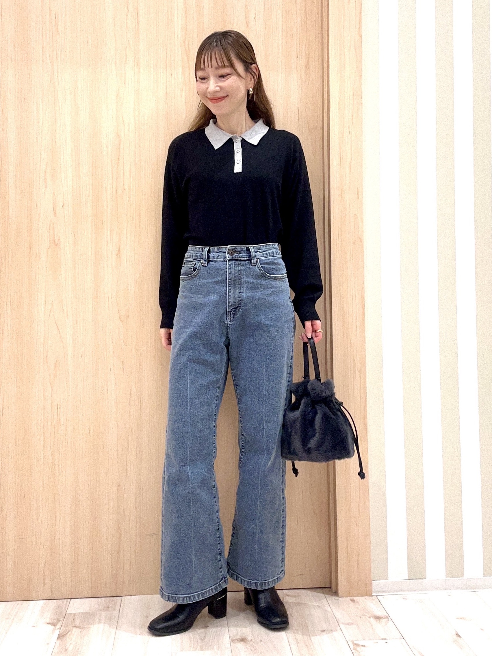 ririさんの「SHOO･LA･RUE｜【S-LL/洗濯機可】やわらかな着心地 襟付きニット」を使ったコーディネート