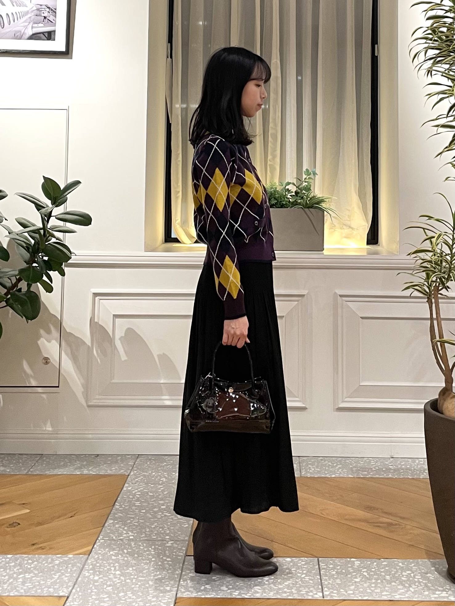 Lilyさんの「DRESSTERIOR｜アーガイルジャガードカーディガン」を使ったコーディネート