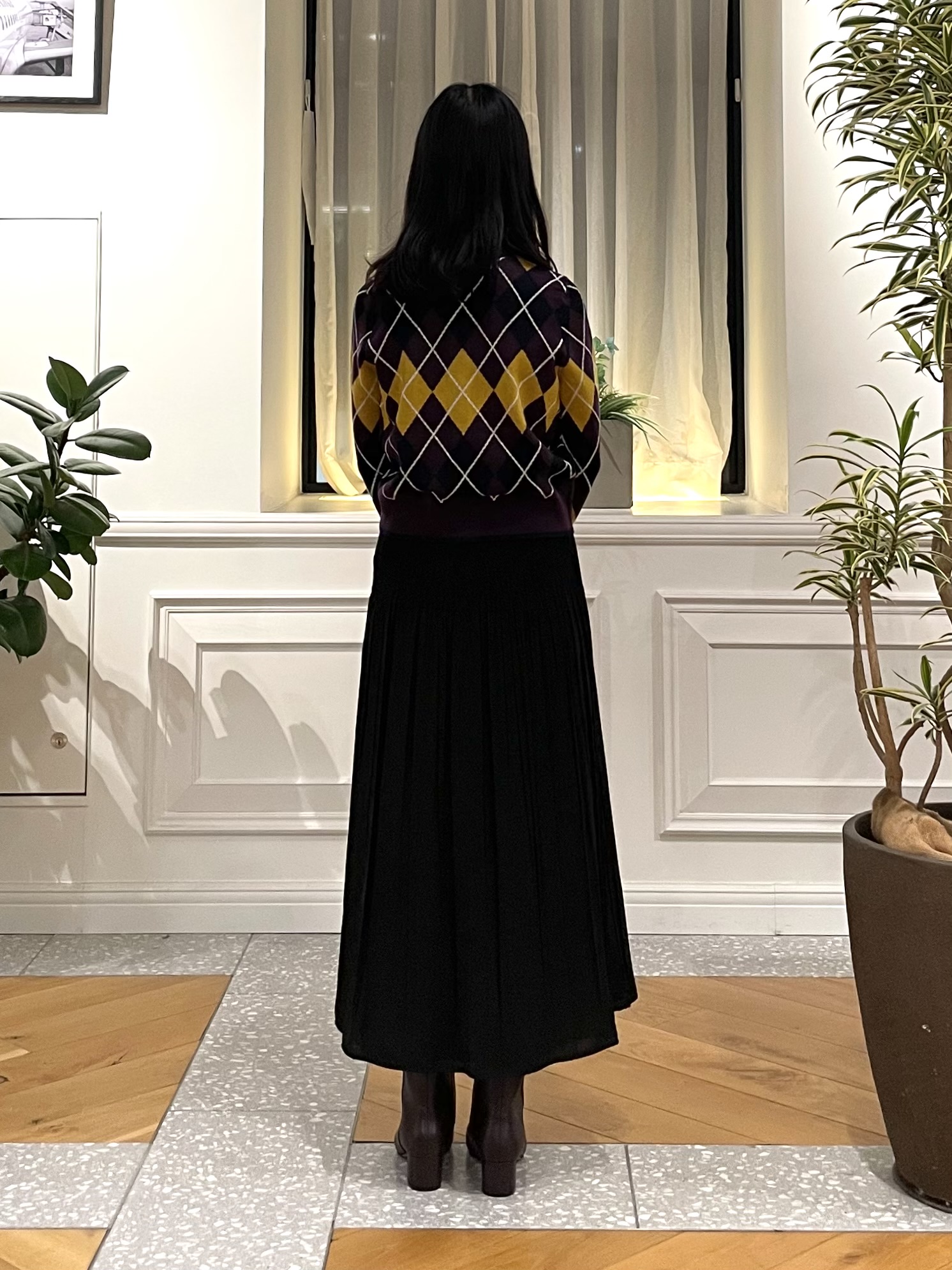 Lilyさんの「DRESSTERIOR｜アーガイルジャガードカーディガン」を使ったコーディネート