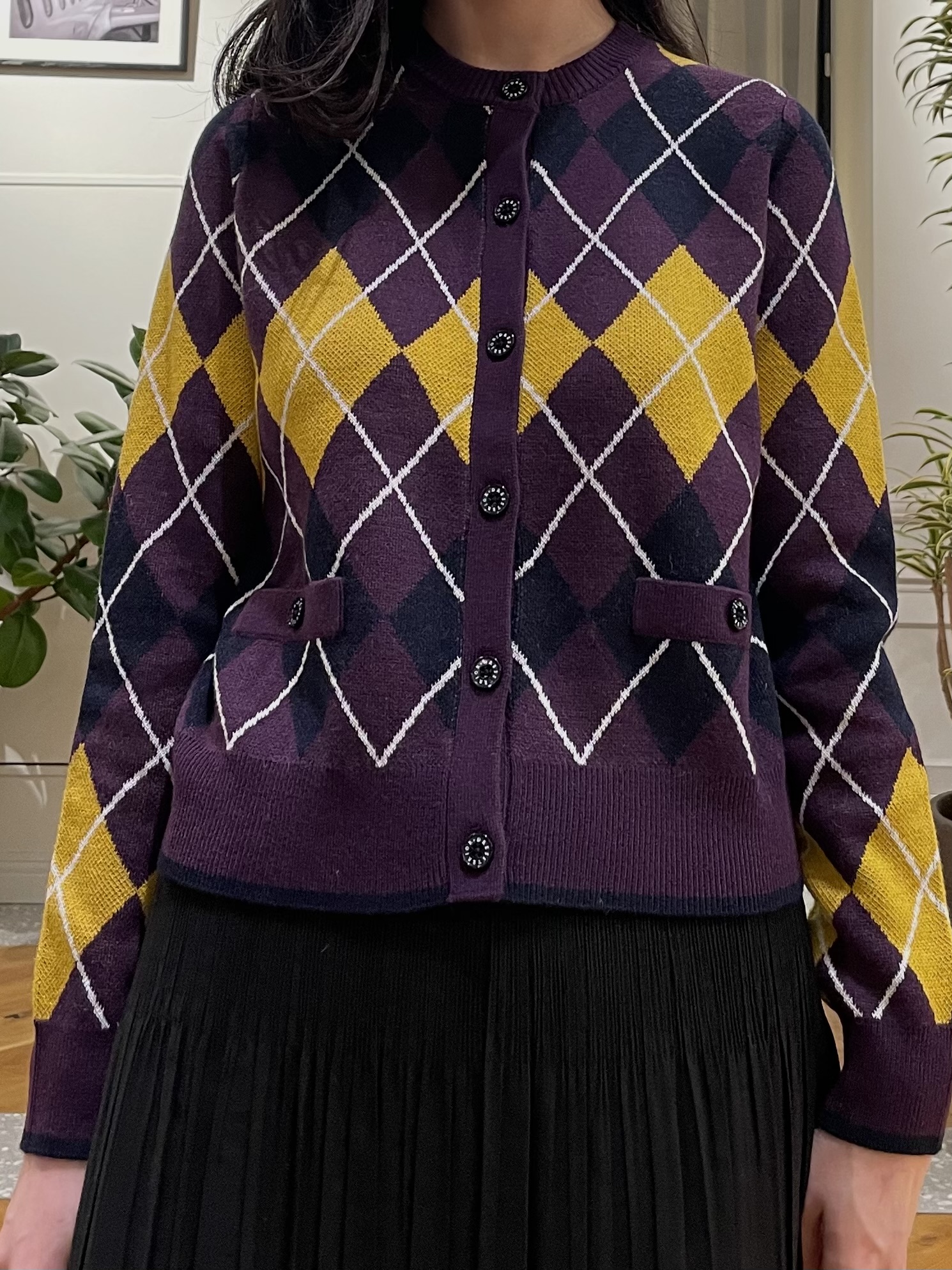 Lilyさんの「DRESSTERIOR｜アーガイルジャガードカーディガン」を使ったコーディネート