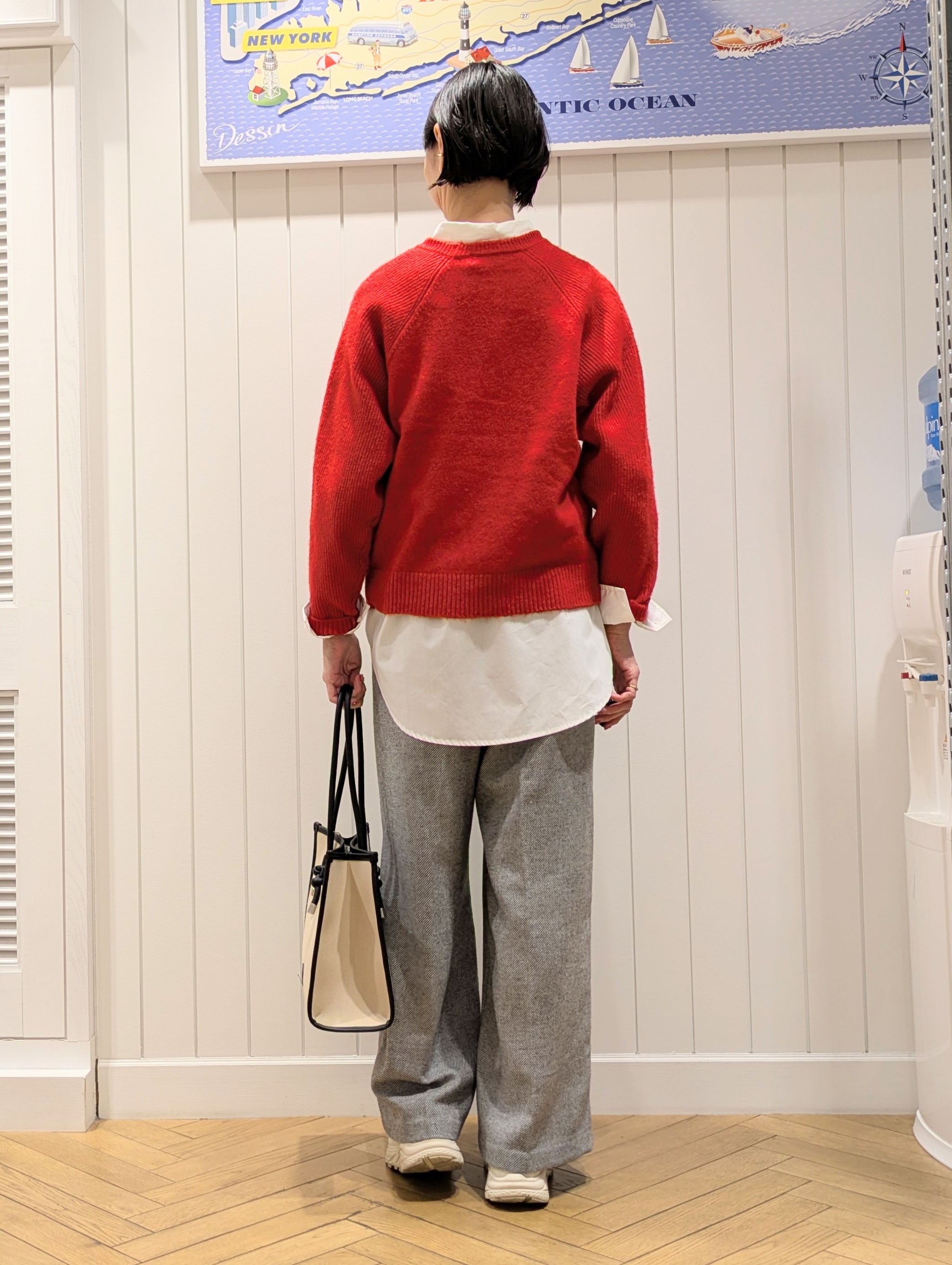micoさんの「Dessin｜【洗濯機OK/サスティナブル/6色展開】編地切替ラグラン ニットプルオーバー」を使ったコーディネート
