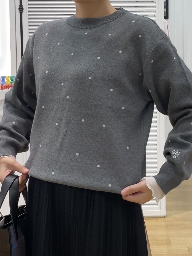 Hamaさんの「Dessin｜【洗濯機OK/秋ニット】コットンジャガード ドットプルオーバー」を使ったコーディネート