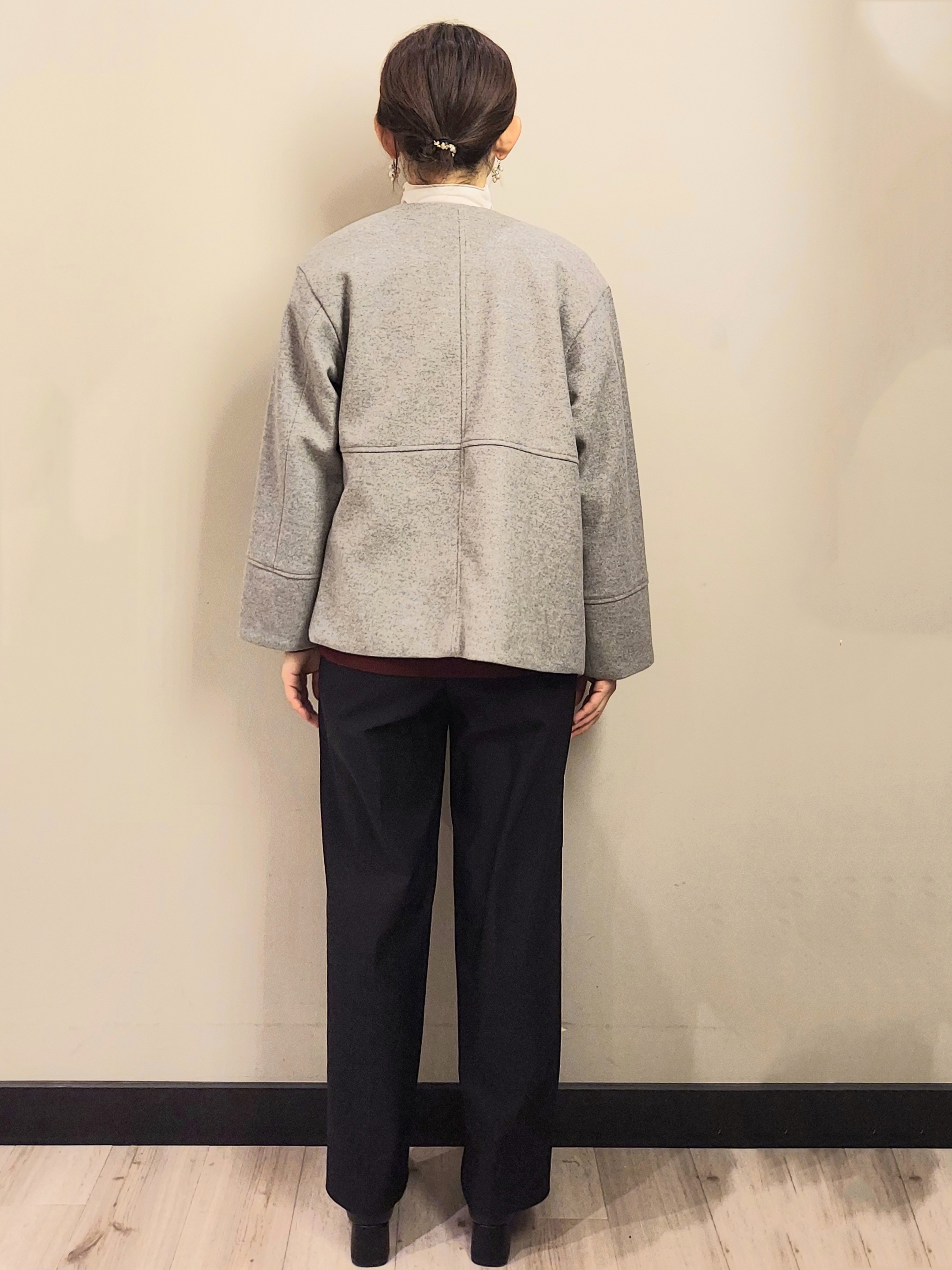 MAKIさんの「index｜ウールライク ノーカラーコート【洗濯機OK】」を使ったコーディネート