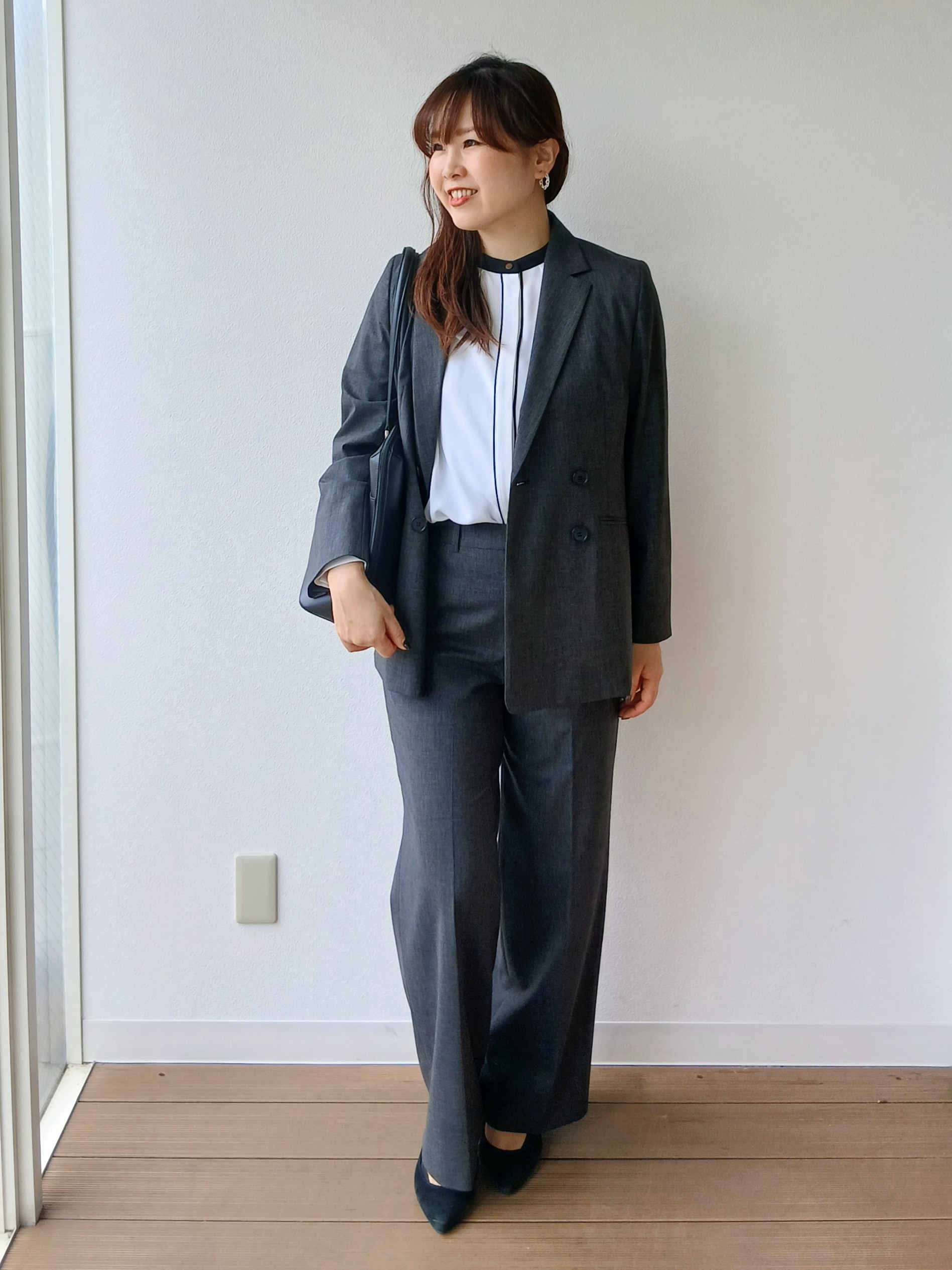 なみきさんの「UNTITLED｜【セットアップ可/秋羽織り/お仕事スーツ】ウールブレンドダブルジャケット」を使ったコーディネート