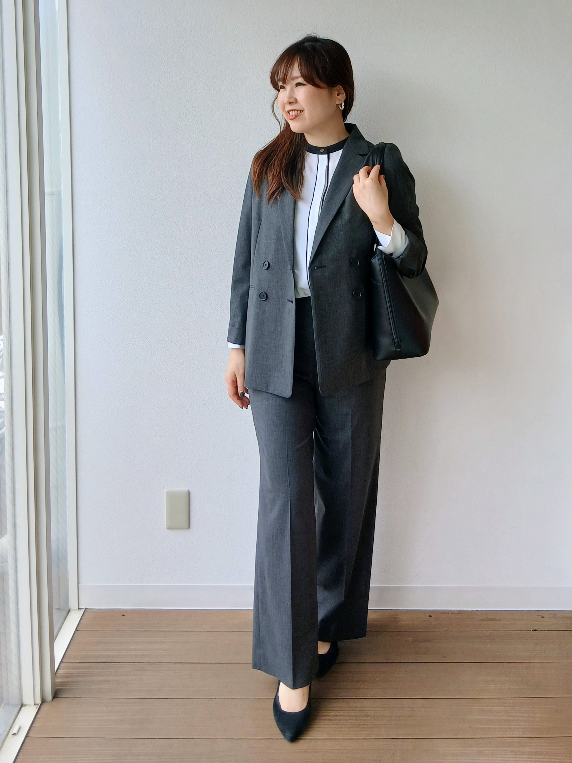 なみきさんの「UNTITLED｜【セットアップ可/秋羽織り/お仕事スーツ】ウールブレンドダブルジャケット」を使ったコーディネート