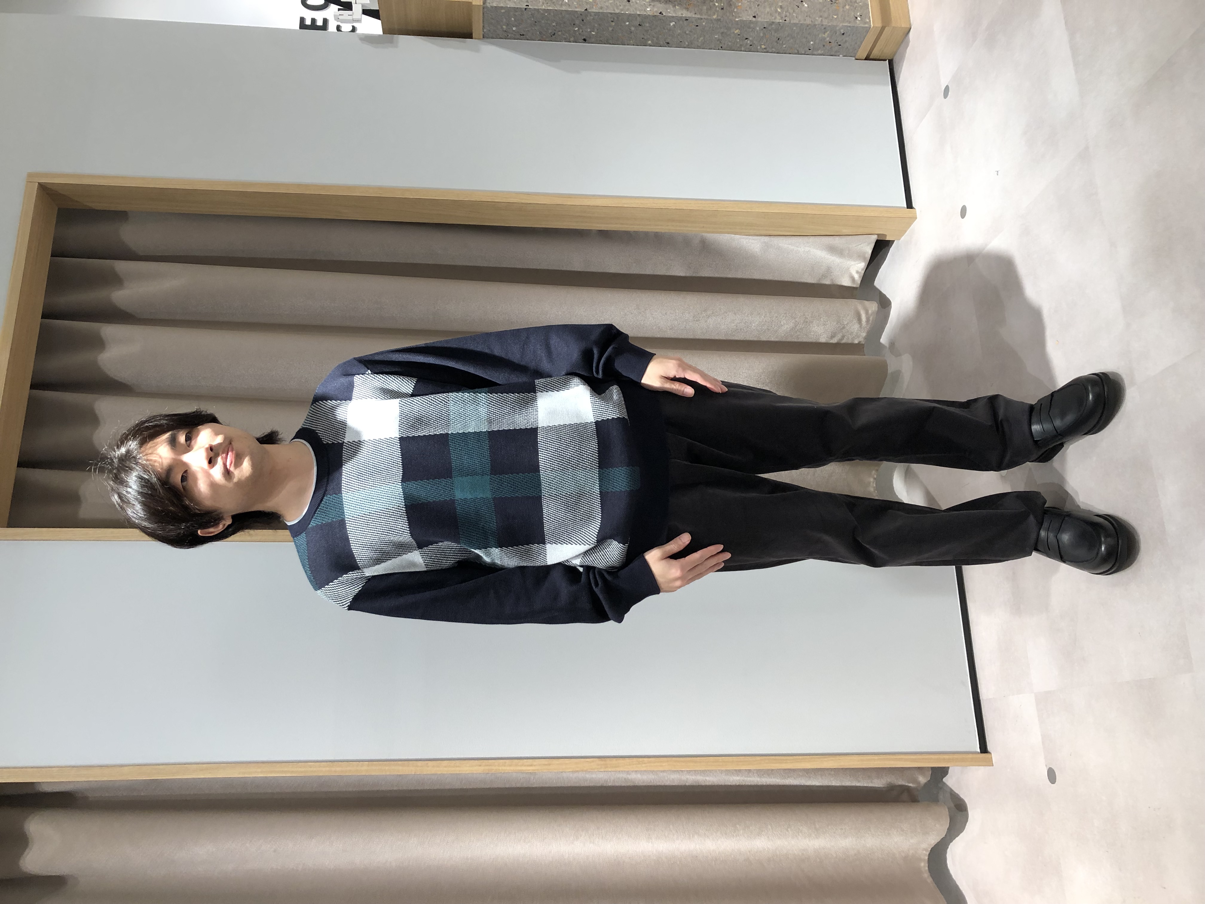 平塚郁博さんの「TAKEO KIKUCHI｜ダウンファブリック 千鳥 ブルゾン」を使ったコーディネート
