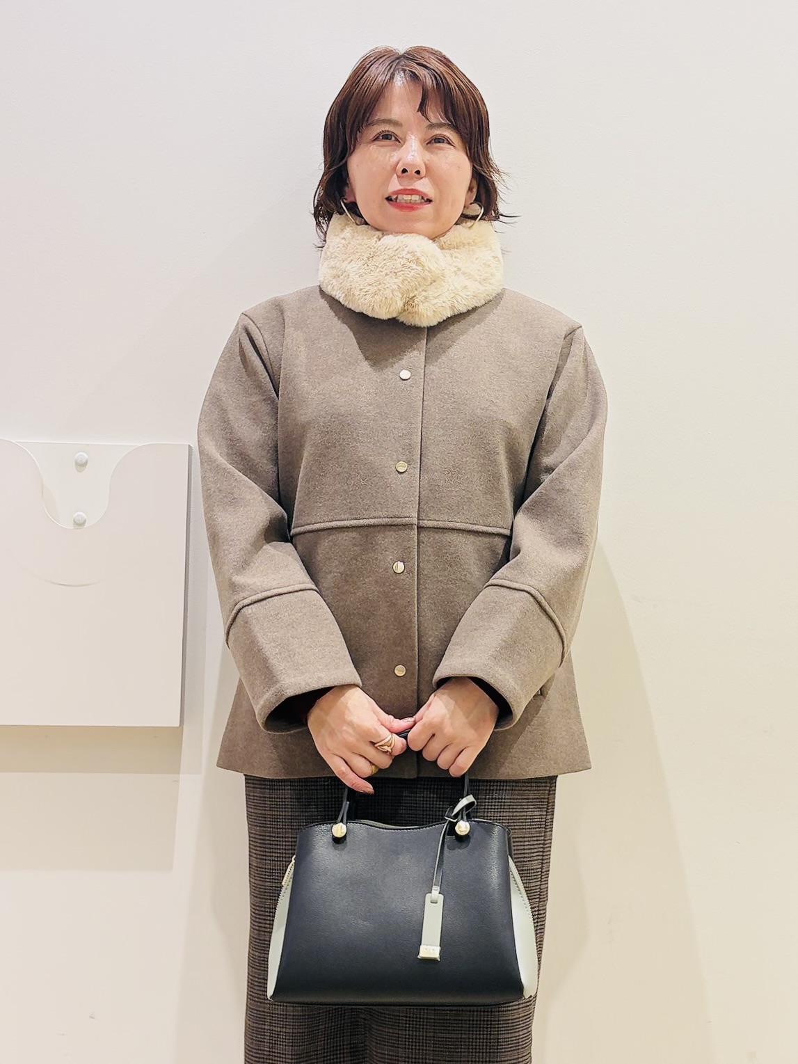 YUKOさんの「index｜ウールライク ノーカラーコート【洗濯機OK】」を使ったコーディネート