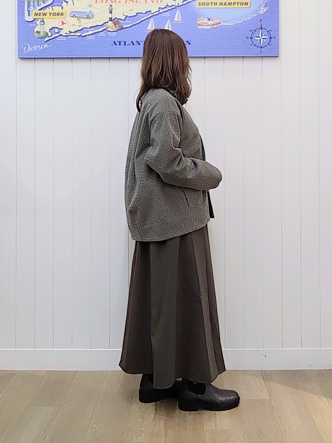 itoさんの「Dessin｜【定番アイテム】ハウンドトゥースニットメルトン ノーカラージャケット」を使ったコーディネート