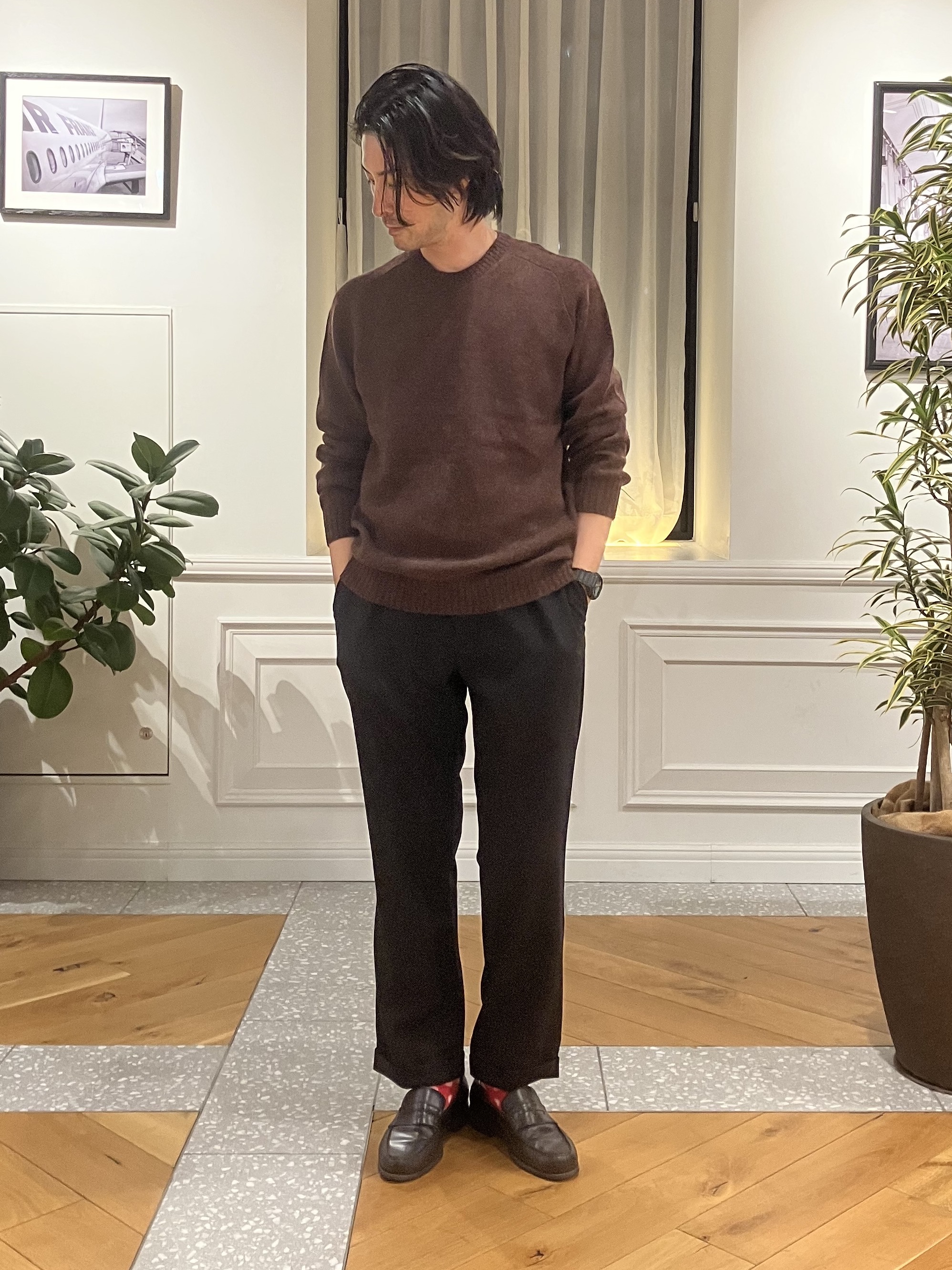 junyaさんの「DRESSTERIOR｜【干場義雅&times;DRESSTERIOR】ウールカシミヤクルーネックニット」を使ったコーディネート