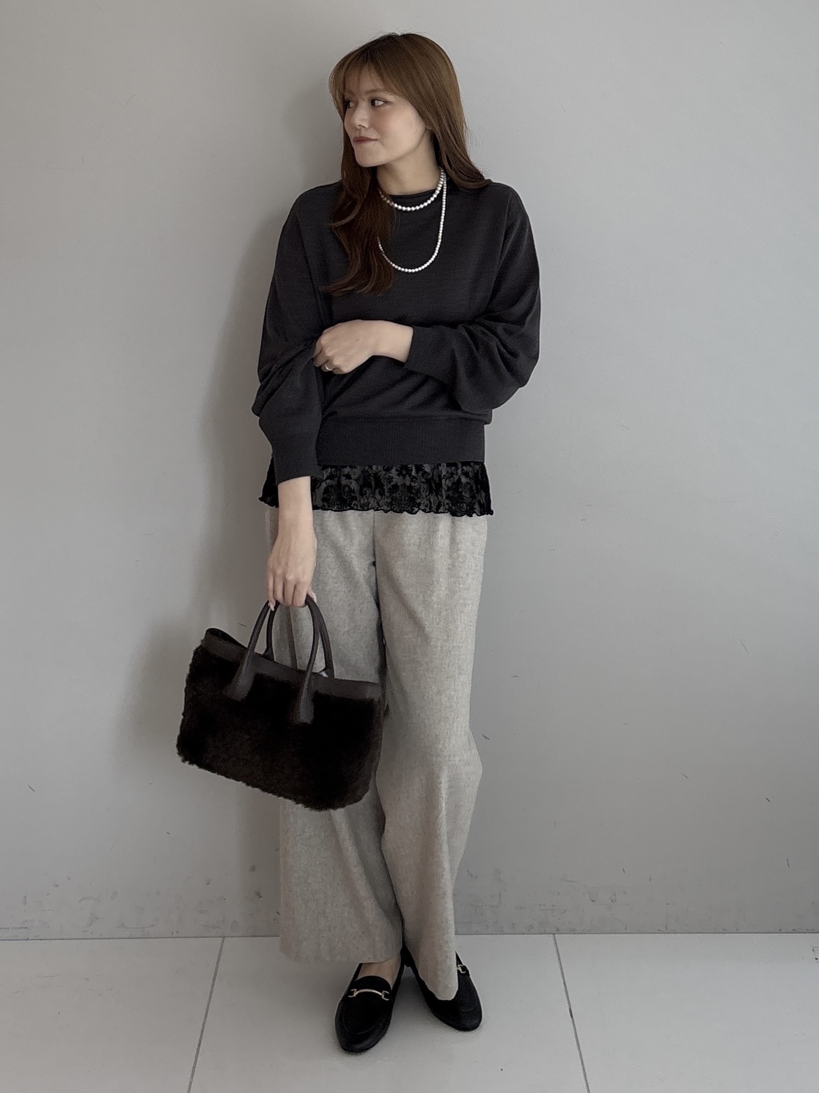 sayaさんの「UNTITLED｜【店頭人気！/8色展開】ボリュームスリーブニットプルオーバー」を使ったコーディネート