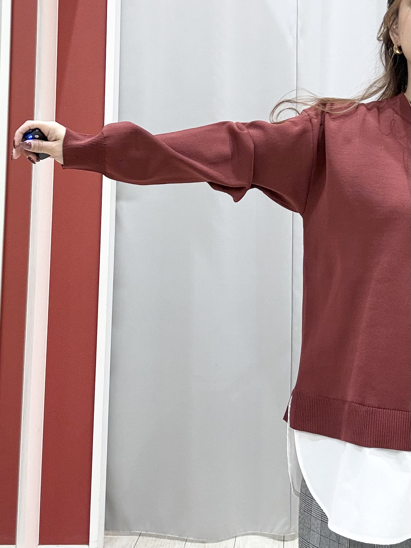 shioさんの「SHOO･LA･RUE｜【S-LL】着るだけできまる シャツレイヤード風 スポンディッシュニット」を使ったコーディネート