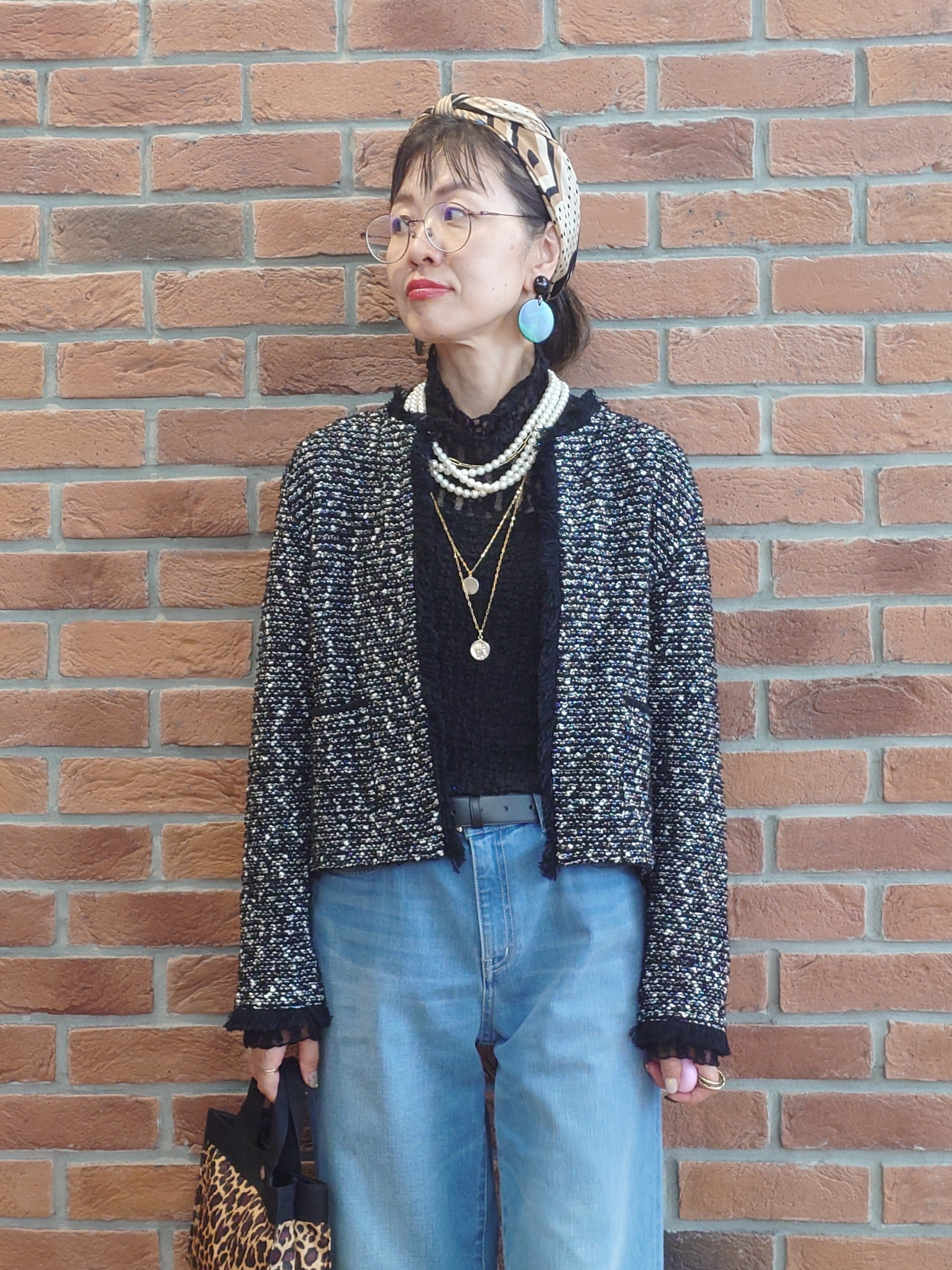 MUTSUKOさんの「UNTITLED｜【ジャケットライク/秋羽織り】ファンシーヤーンツイードニットカーディガン」を使ったコーディネート