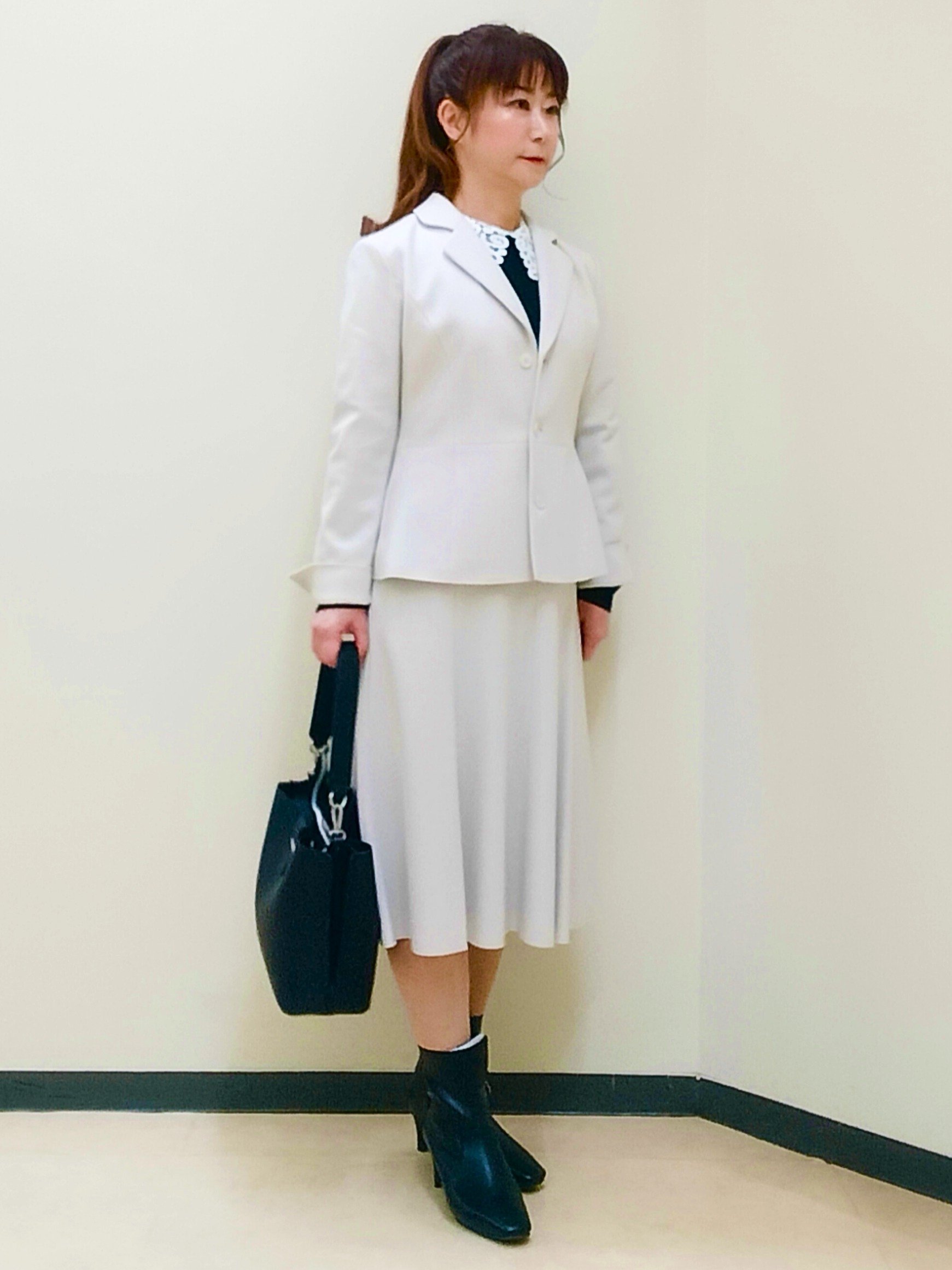 花さんの「Reflect｜【SS-4Lサイズ／セットアップ可】ペプラムデザイン テーラードジャケット」を使ったコーディネート