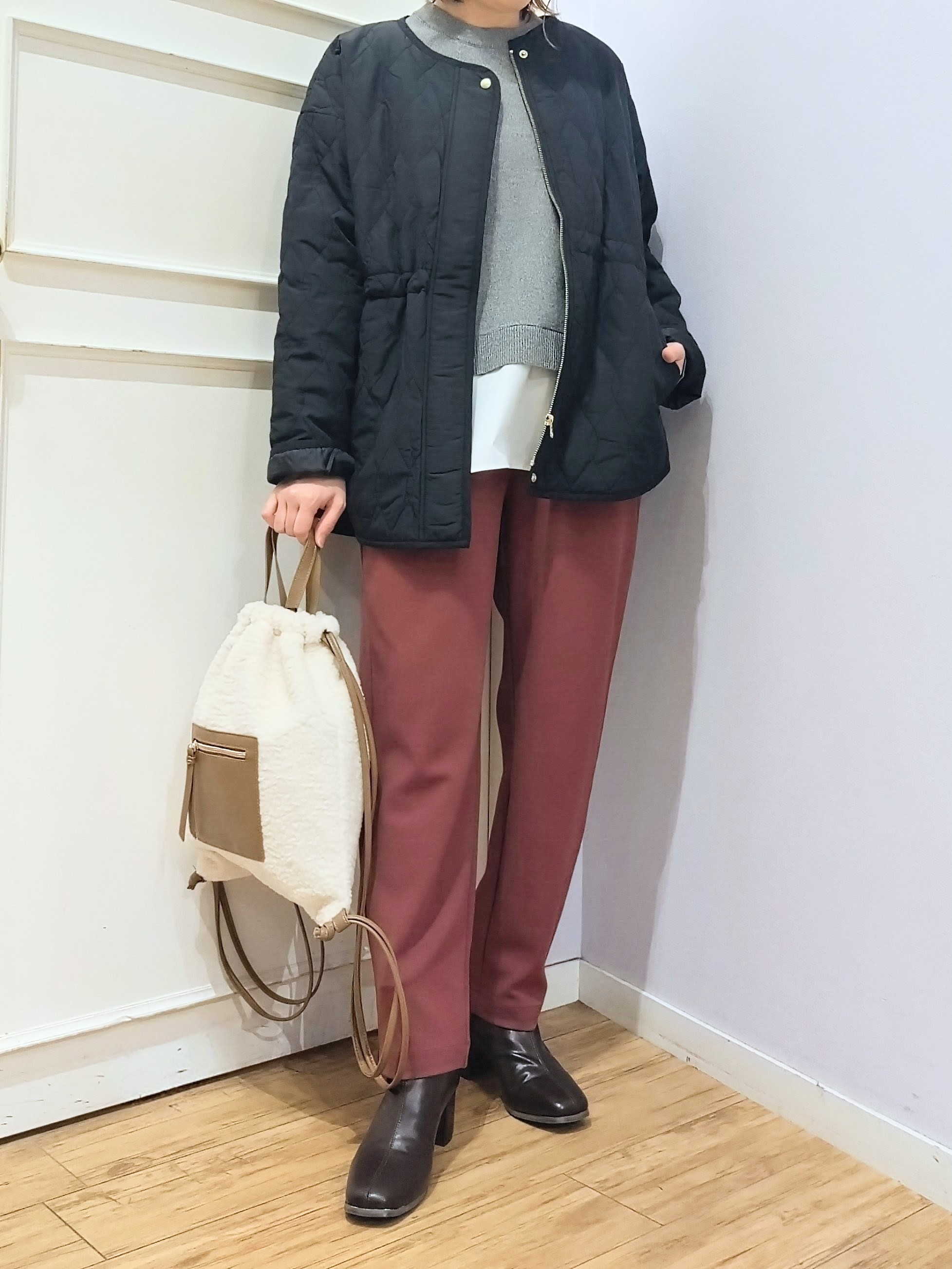 miomioさんの「SHOO･LA･RUE｜【撥水/S-LL/洗濯機可】ウエスト絞れる キルト中綿ジャケット」を使ったコーディネート