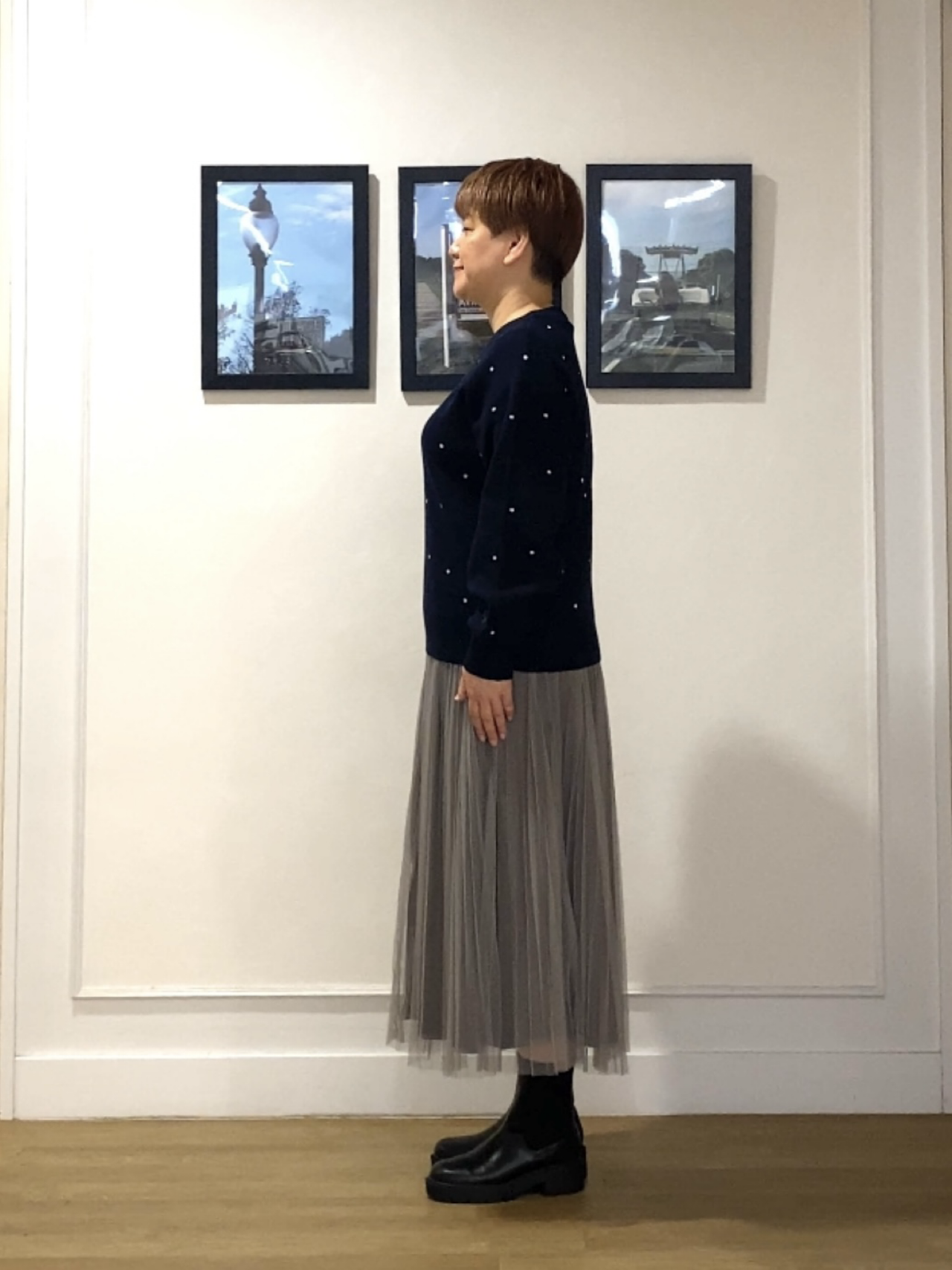 Hiroさんの「Dessin｜【洗濯機OK/秋ニット】コットンジャガード ドットプルオーバー」を使ったコーディネート