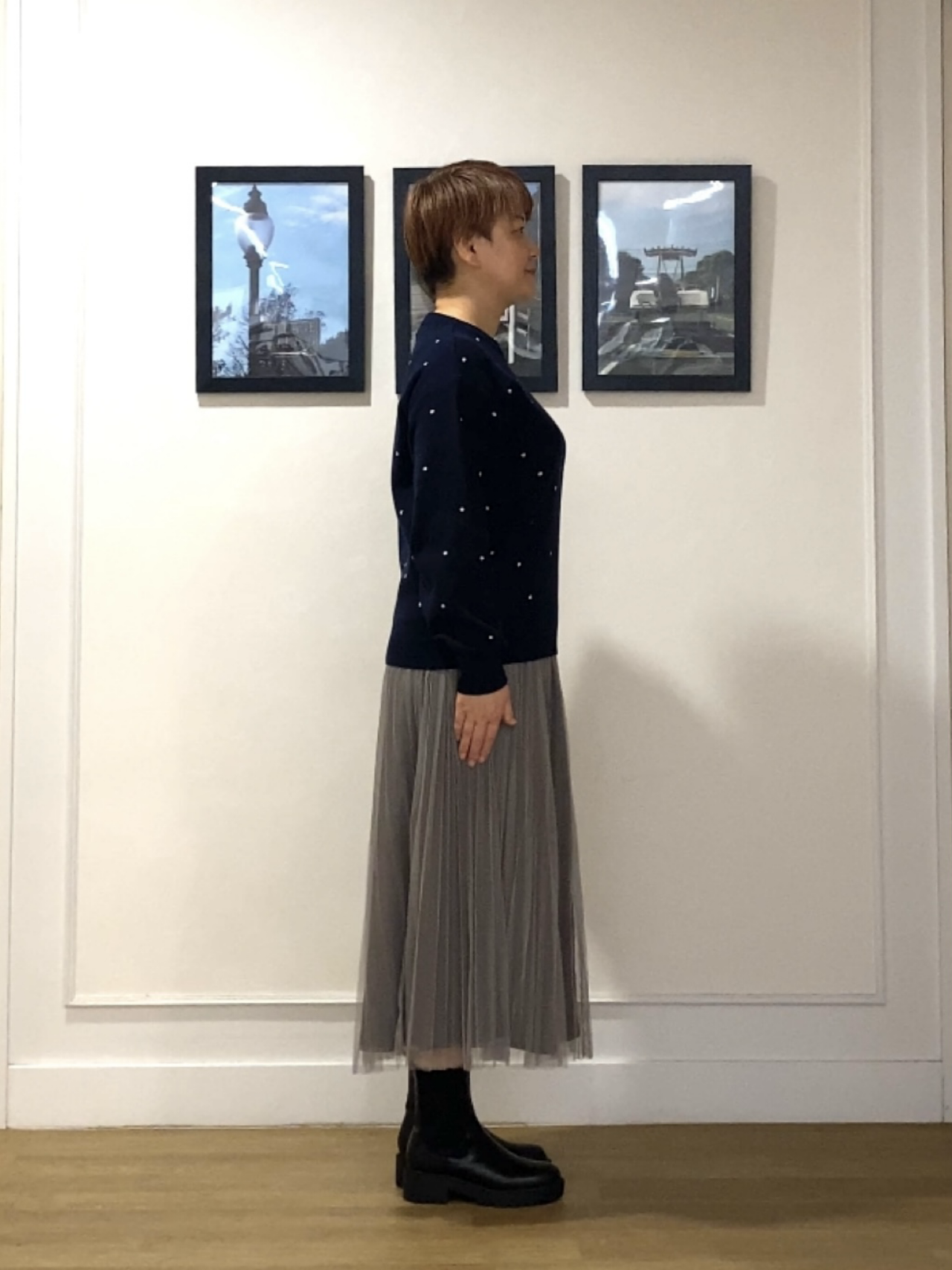 Hiroさんの「Dessin｜【洗濯機OK/秋ニット】コットンジャガード ドットプルオーバー」を使ったコーディネート