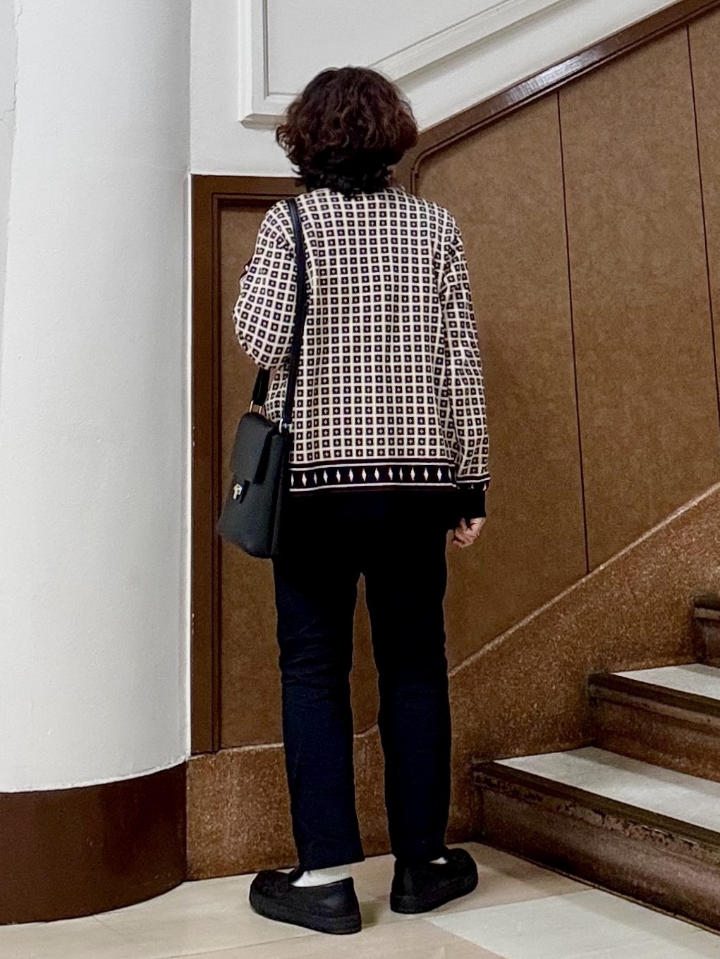 のぐみさんの「TAKEO KIKUCHI｜【BOWLER HAT LABEL】ジオメトリック柄カーディガン」を使ったコーディネート