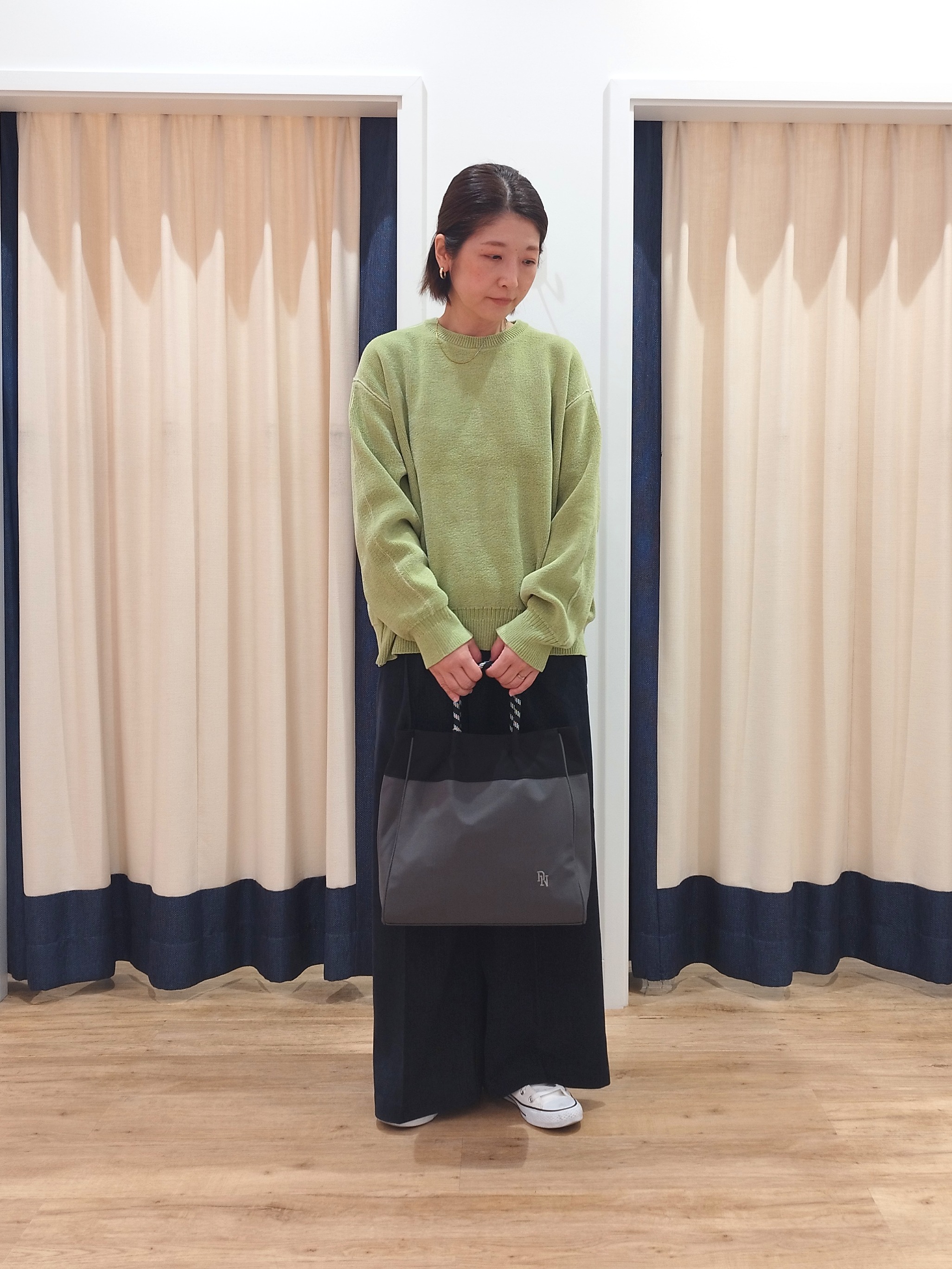 HIROさんの「Dessin｜【洗える】ラインリブ ミニモールニット プルオーバー」を使ったコーディネート