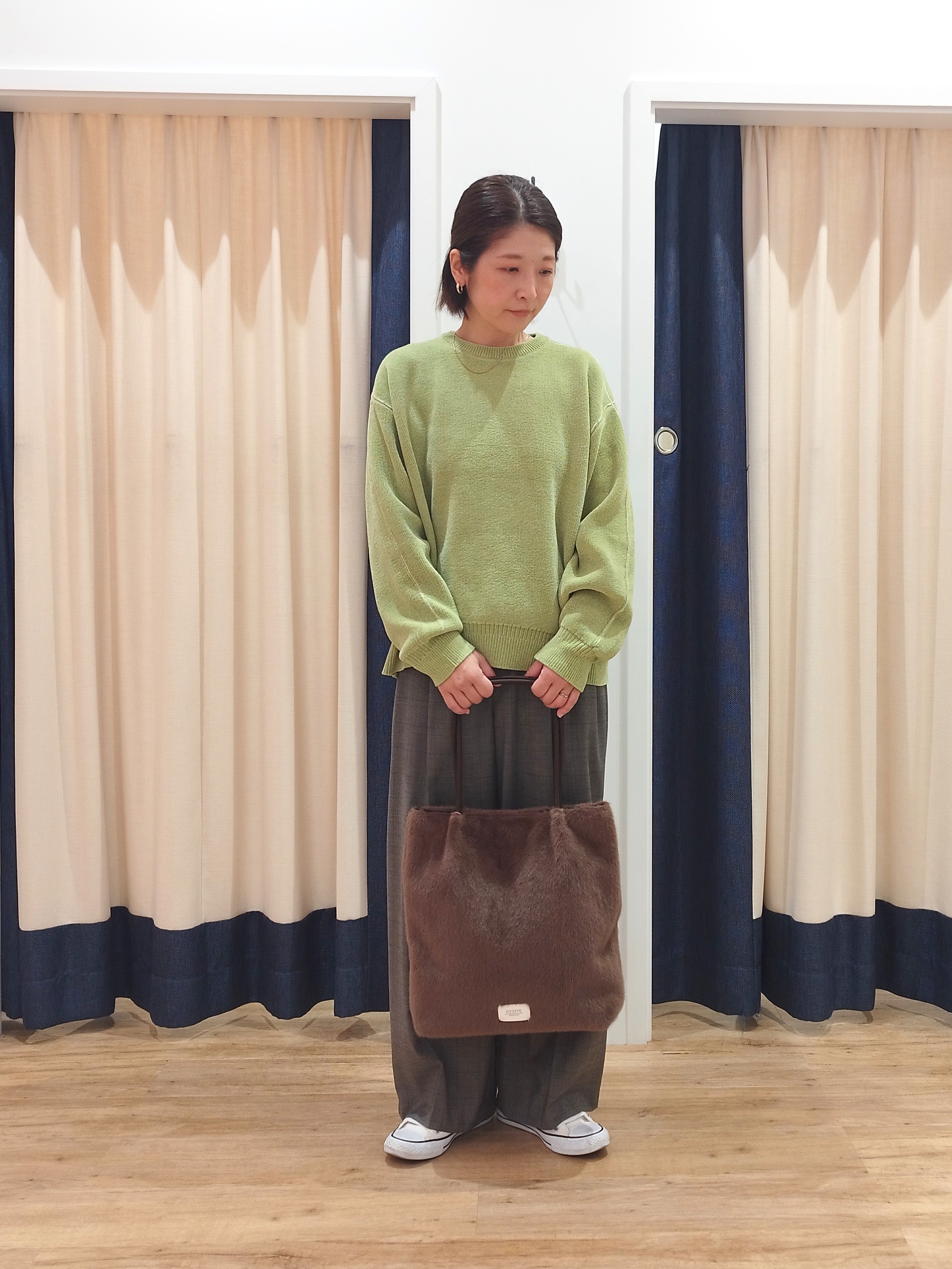 HIROさんの「Dessin｜【洗える】ラインリブ ミニモールニット プルオーバー」を使ったコーディネート