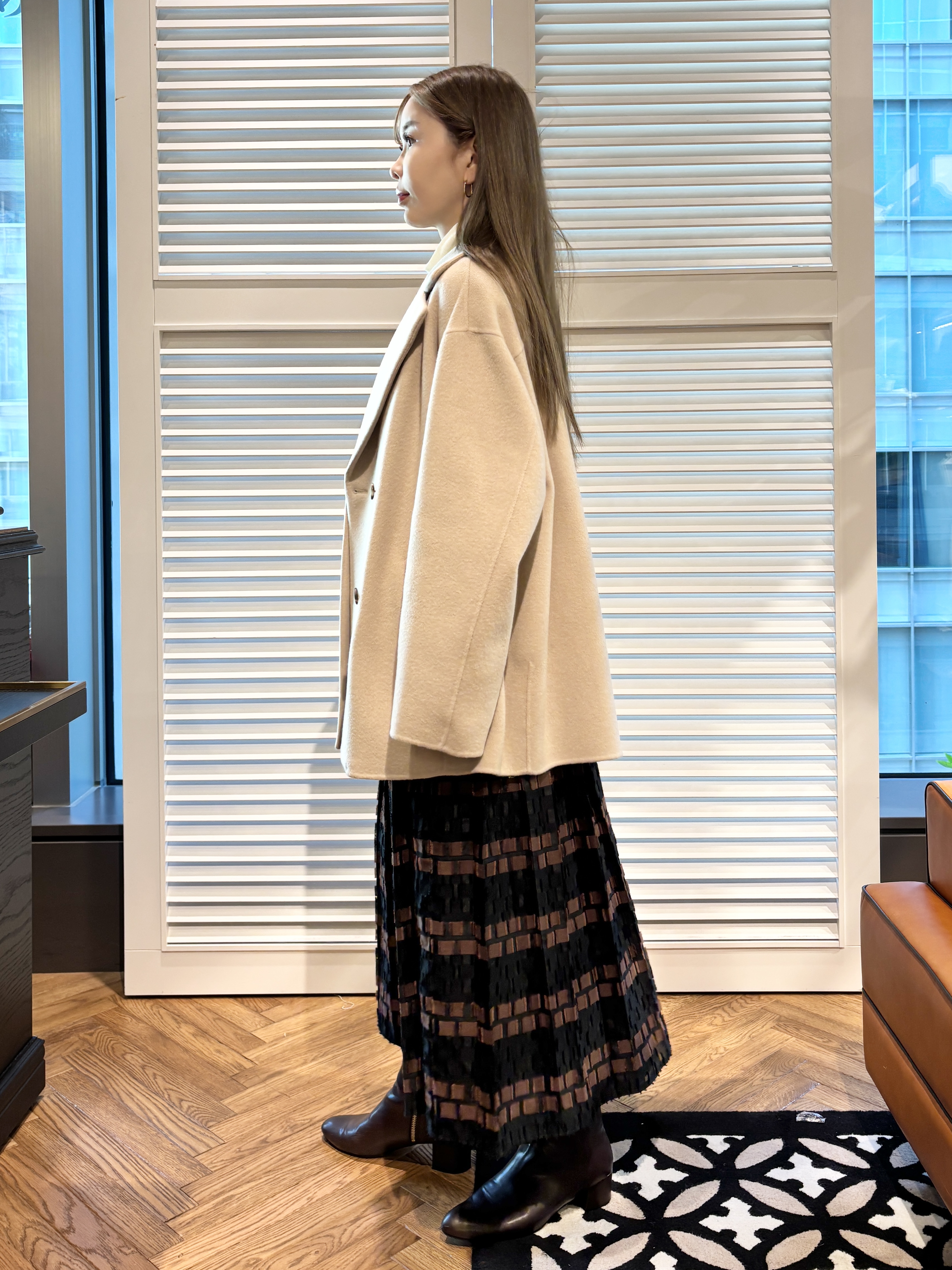 清水夏姫さんの「DRESSTERIOR｜【吸湿発熱/保湿機能/インナー】ホカウル タートルネックプルオーバー」を使ったコーディネート