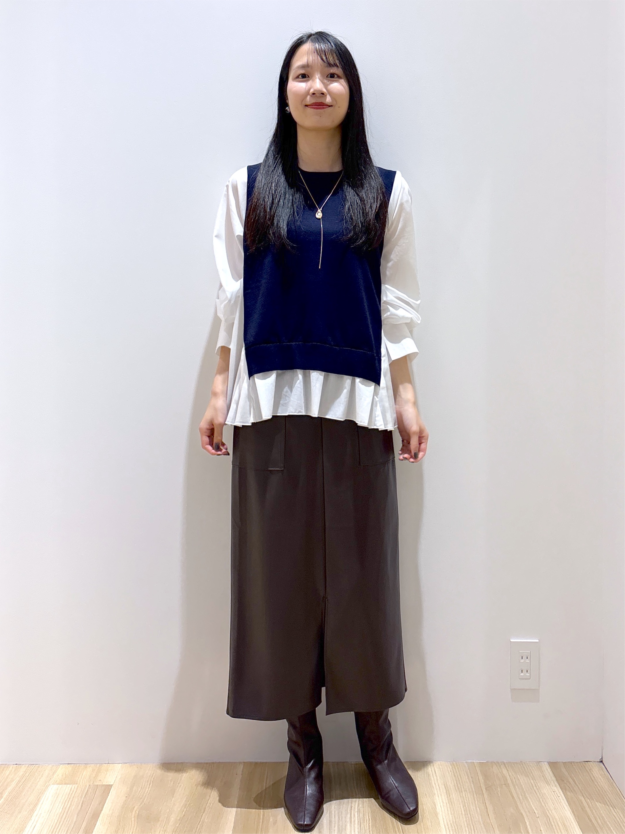 sachikoさんの「OPAQUE.CLIP｜プリーツデザインドッキングニット【洗濯機OK】」を使ったコーディネート
