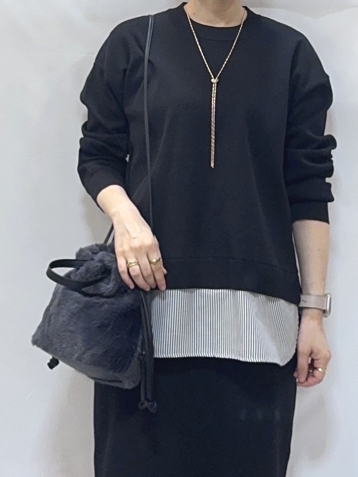 𝐇𝐢𝐫𝐨𝐦𝐢さんの「SHOO･LA･RUE｜【S-LL】着るだけできまる シャツレイヤード風 スポンディッシュニット」を使ったコーディネート
