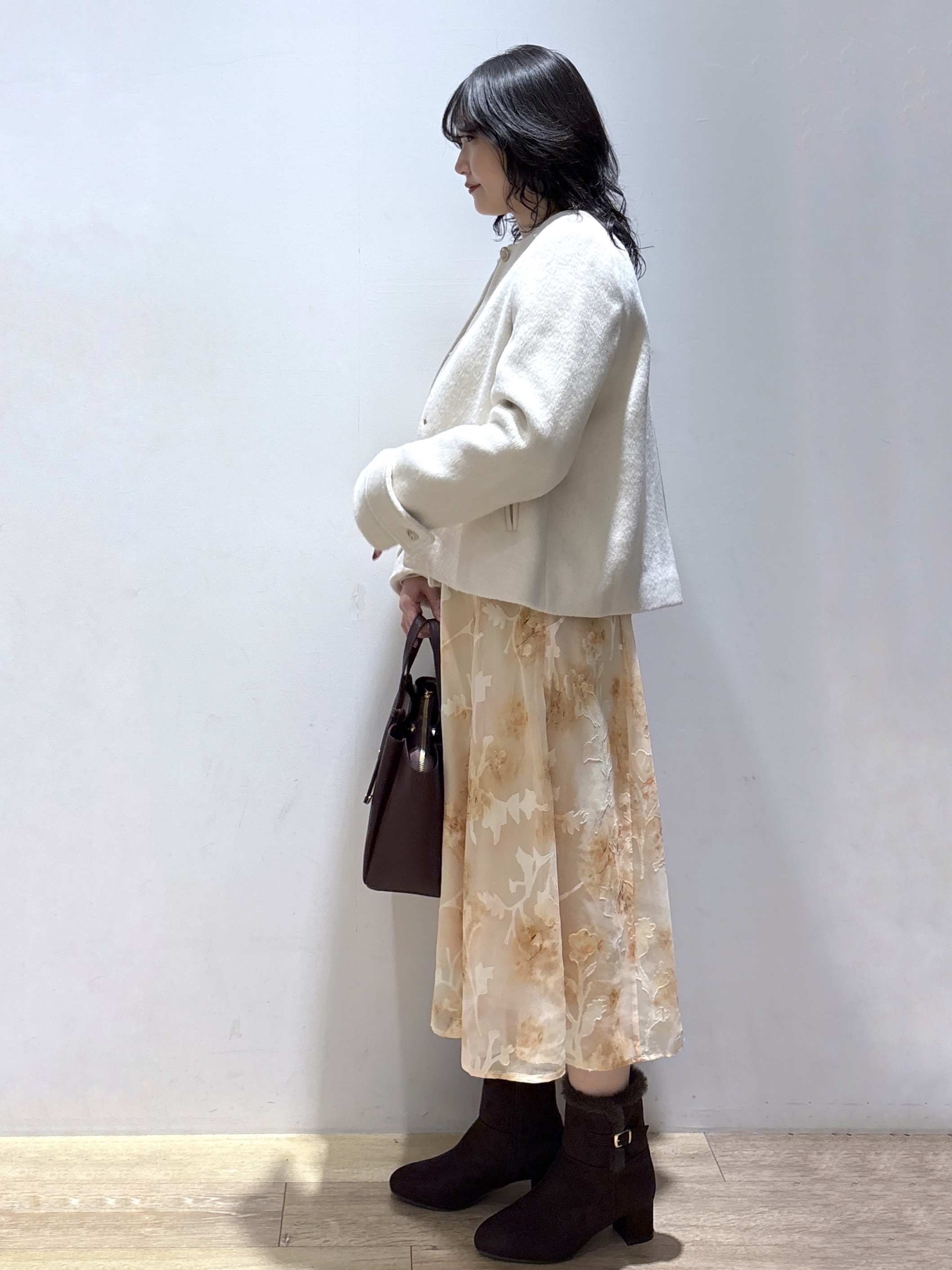 mizukiさんの「index｜【植草美幸先生が指南する好印象スタイル】カシミヤ混ノーカラーショートコート」を使ったコーディネート