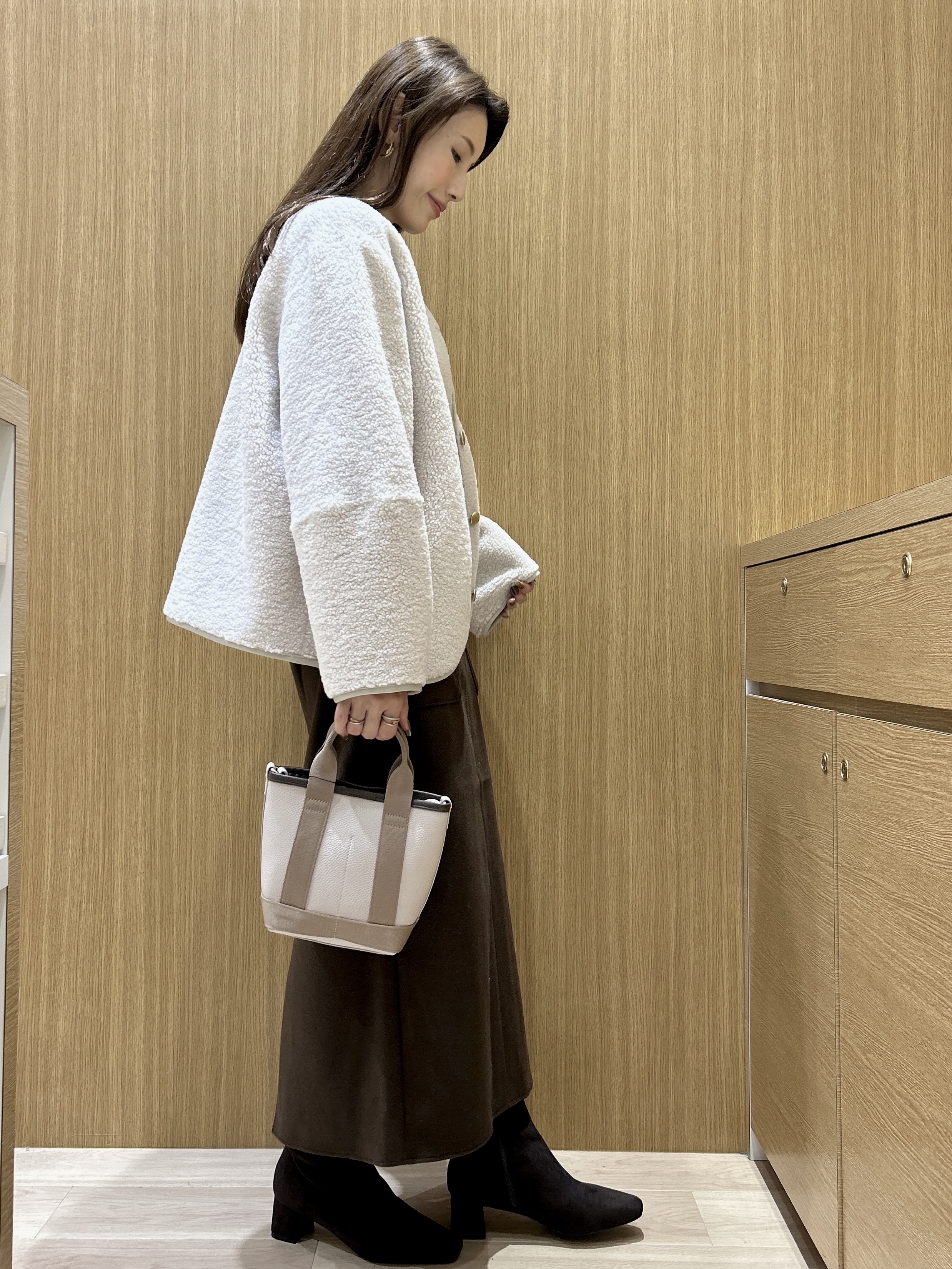 maiさんの「OPAQUE.CLIP｜《リバーシブル》ボア&times;フリースアウター」を使ったコーディネート