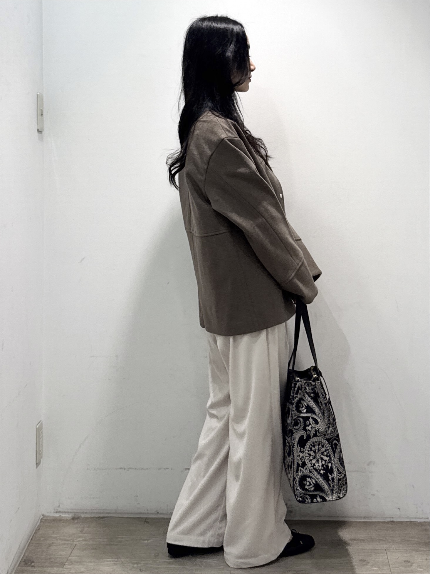 yuicciさんの「OPAQUE.CLIP｜ウールライク ノーカラーコート【洗濯機OK】」を使ったコーディネート