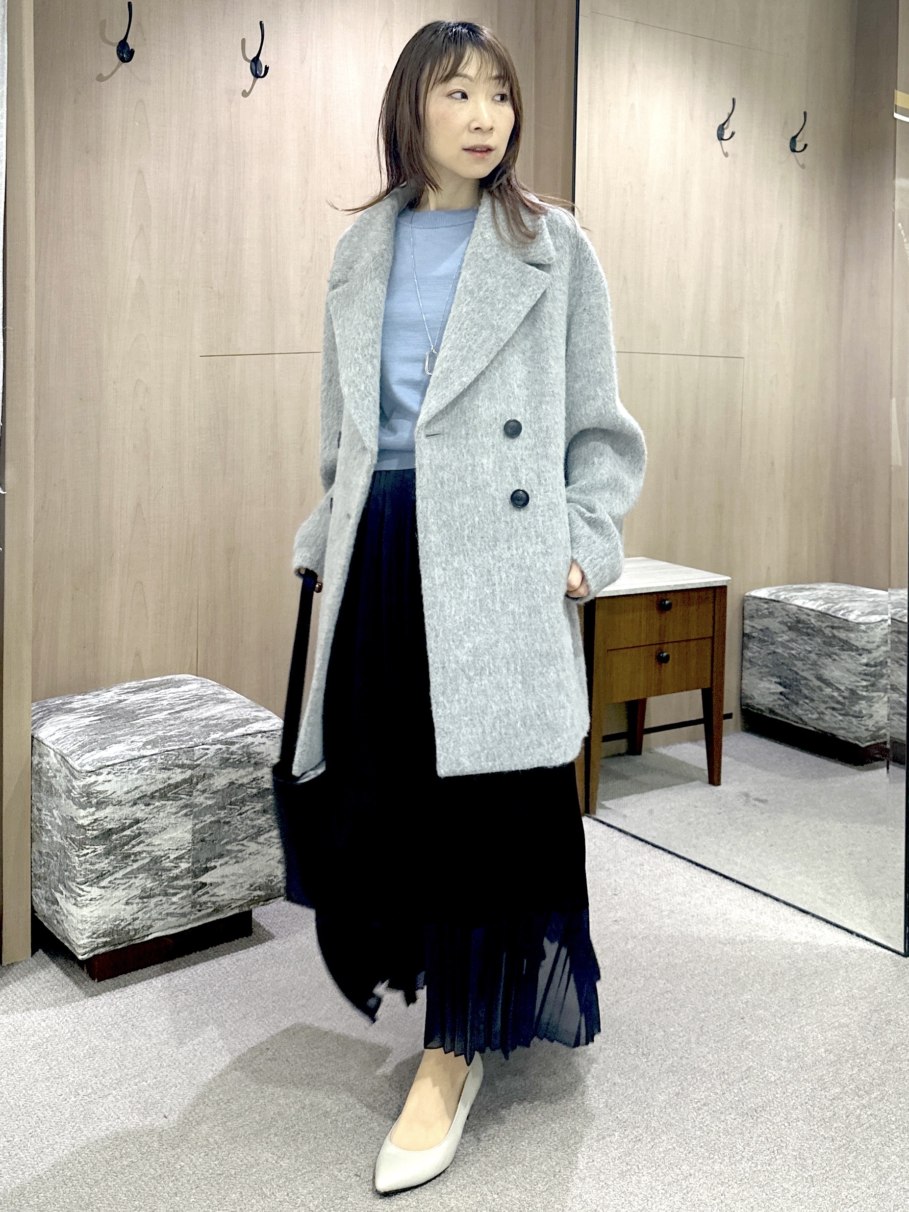 Miwaさんの「UNTITLED｜【アンサンブル可能/オンオフ使える】シルクウールカシミヤプルオーバー」を使ったコーディネート