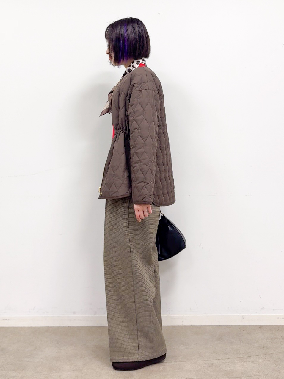 𝐜𝐡𝐢𝐤𝐚さんの「SHOO･LA･RUE｜【撥水/S-LL/洗濯機可】ウエスト絞れる キルト中綿ジャケット」を使ったコーディネート