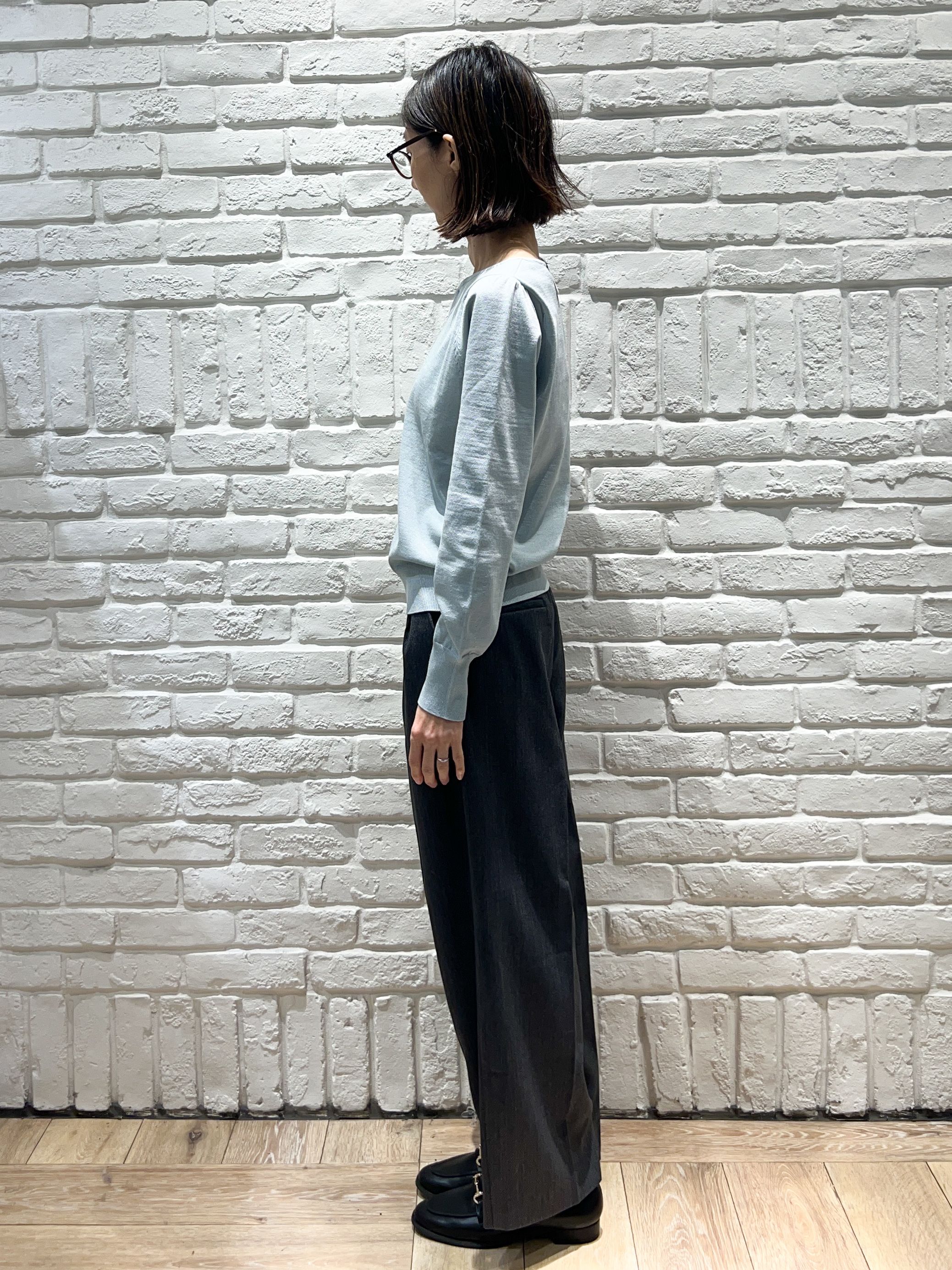 ももちぃさんの「index｜ビジューパーツ付きハートネックニット【洗濯機OK／抗ピリング】」を使ったコーディネート