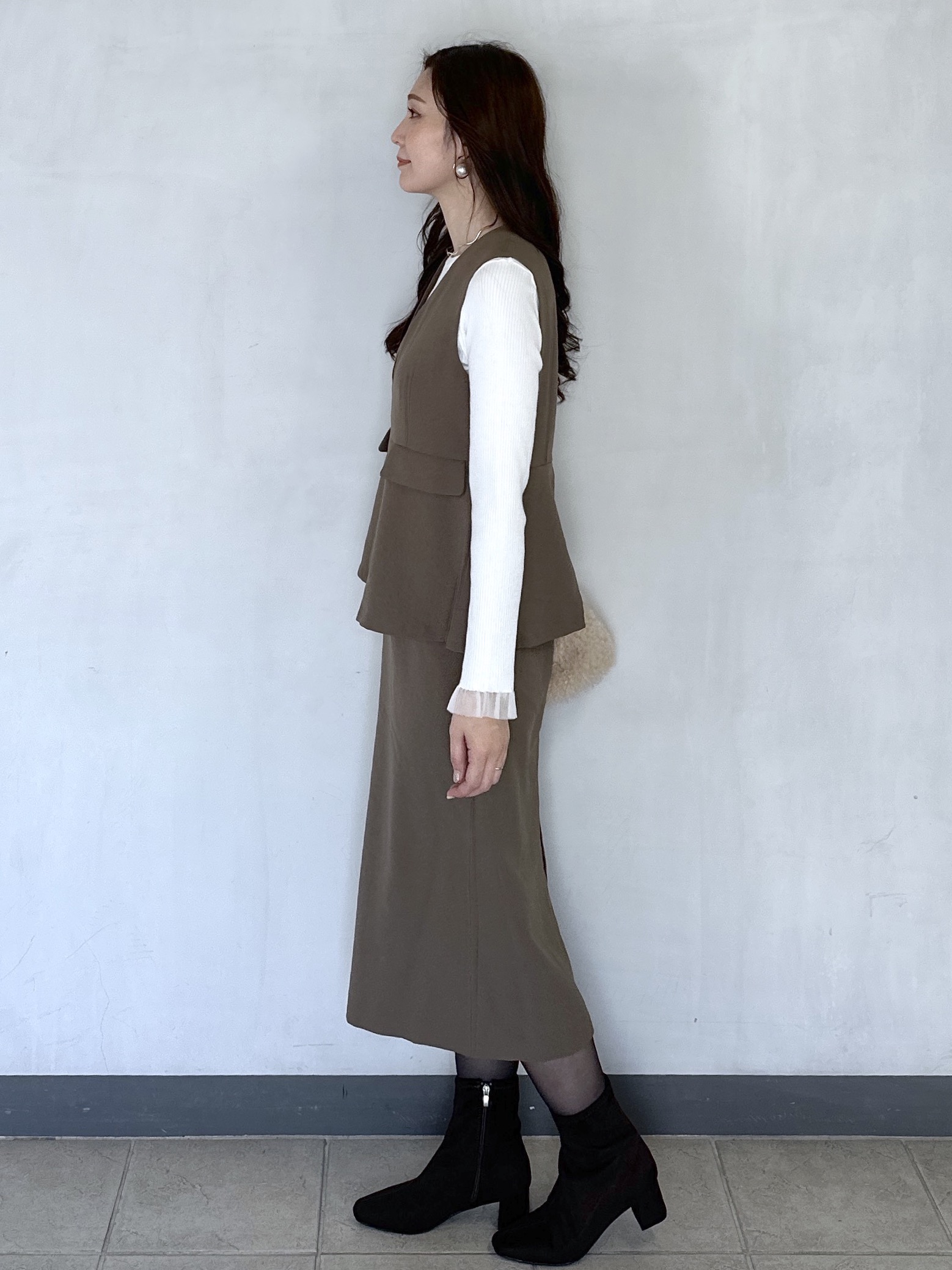 keito.iさんの「OPAQUE.CLIP｜袖口シアーフリルニット【洗濯機OK】」を使ったコーディネート