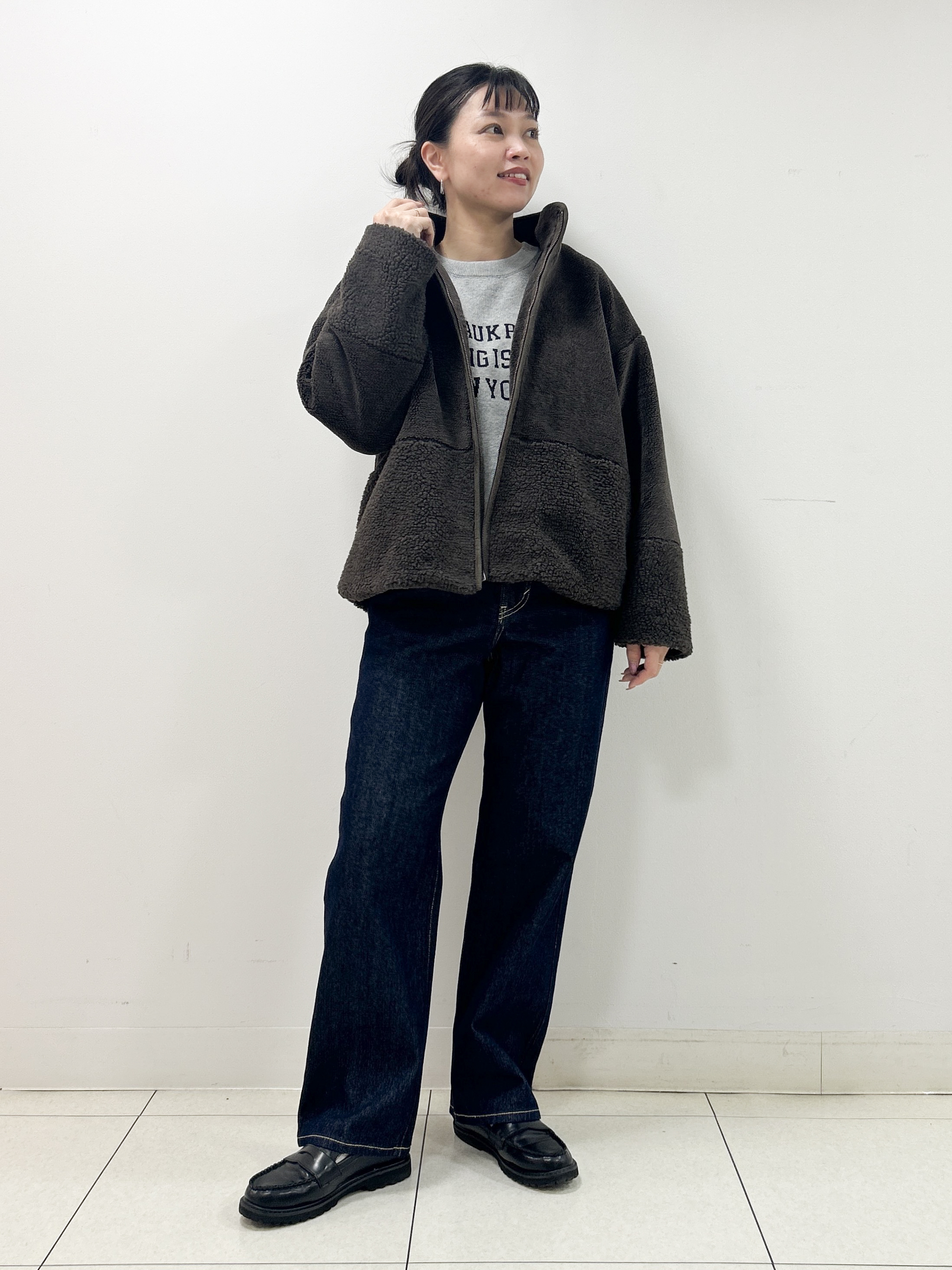 Kaiさんの「Dessin｜【ふわモコ】切替ボアスタンドカラーブルゾン」を使ったコーディネート