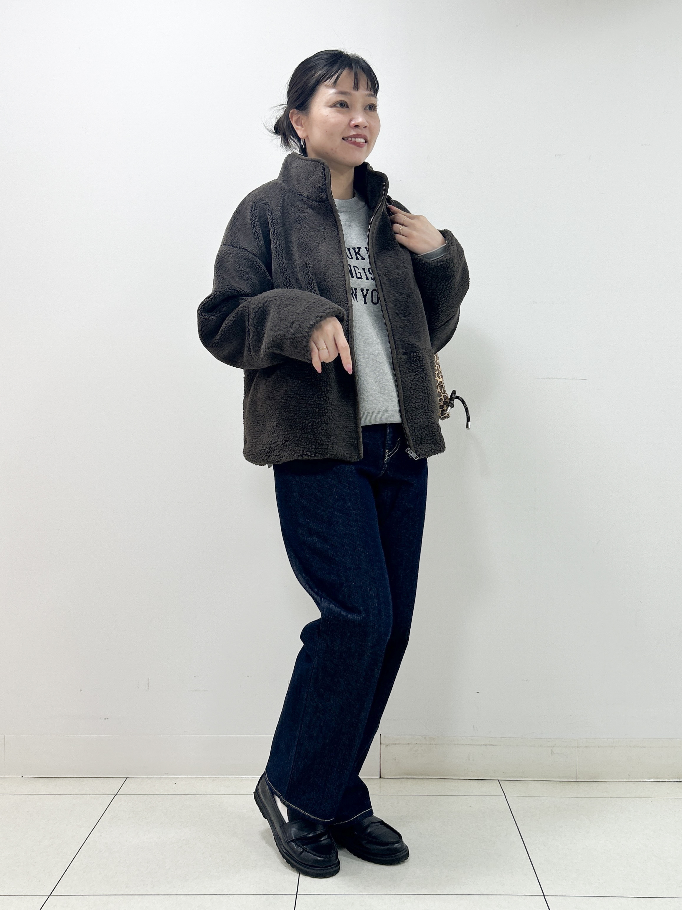 Kaiさんの「Dessin｜【ふわモコ】切替ボアスタンドカラーブルゾン」を使ったコーディネート