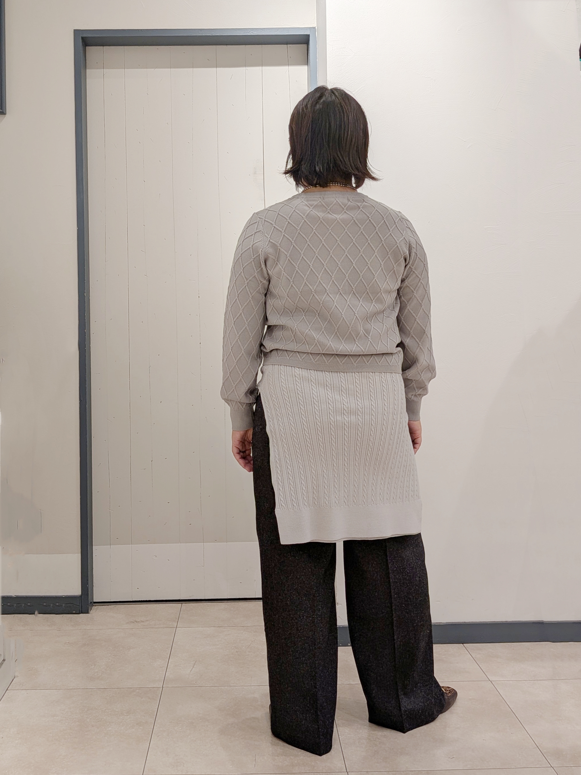 yukikaさんの「grove｜【毛玉軽減】大人上品なダイヤ柄ニットカーディガン」を使ったコーディネート