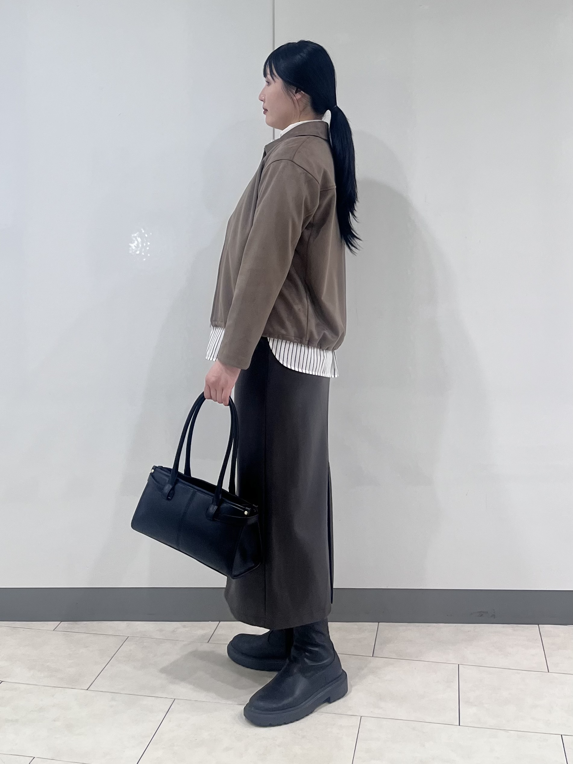 hasuさんの「INDIVI｜【スエード調】ステンカラーブルゾン」を使ったコーディネート
