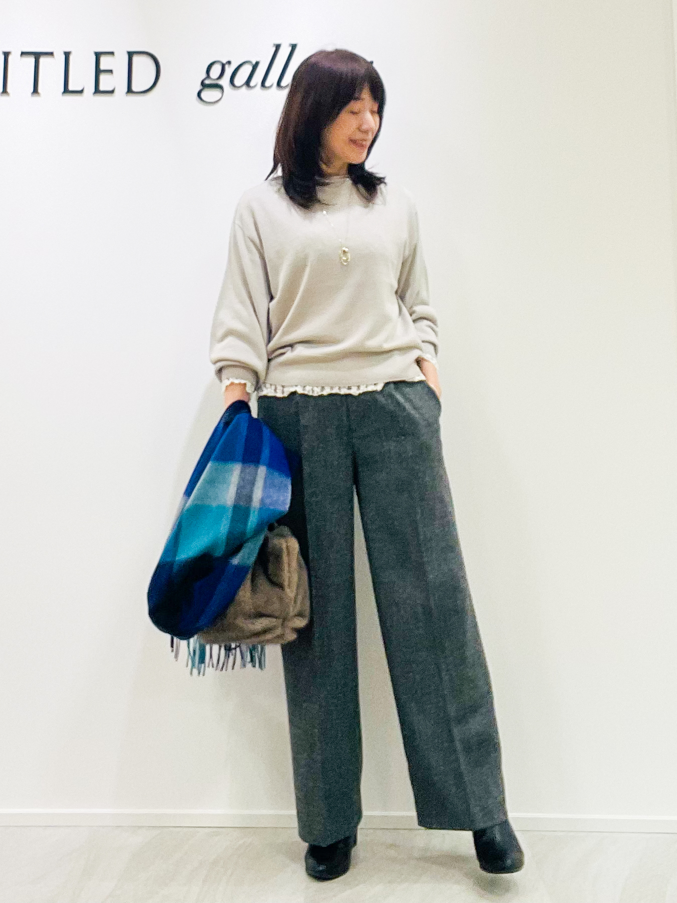 めいさんの「UNTITLED｜【店頭人気！/品よくゆったり】ボリュームスリーブニットプルオーバー」を使ったコーディネート