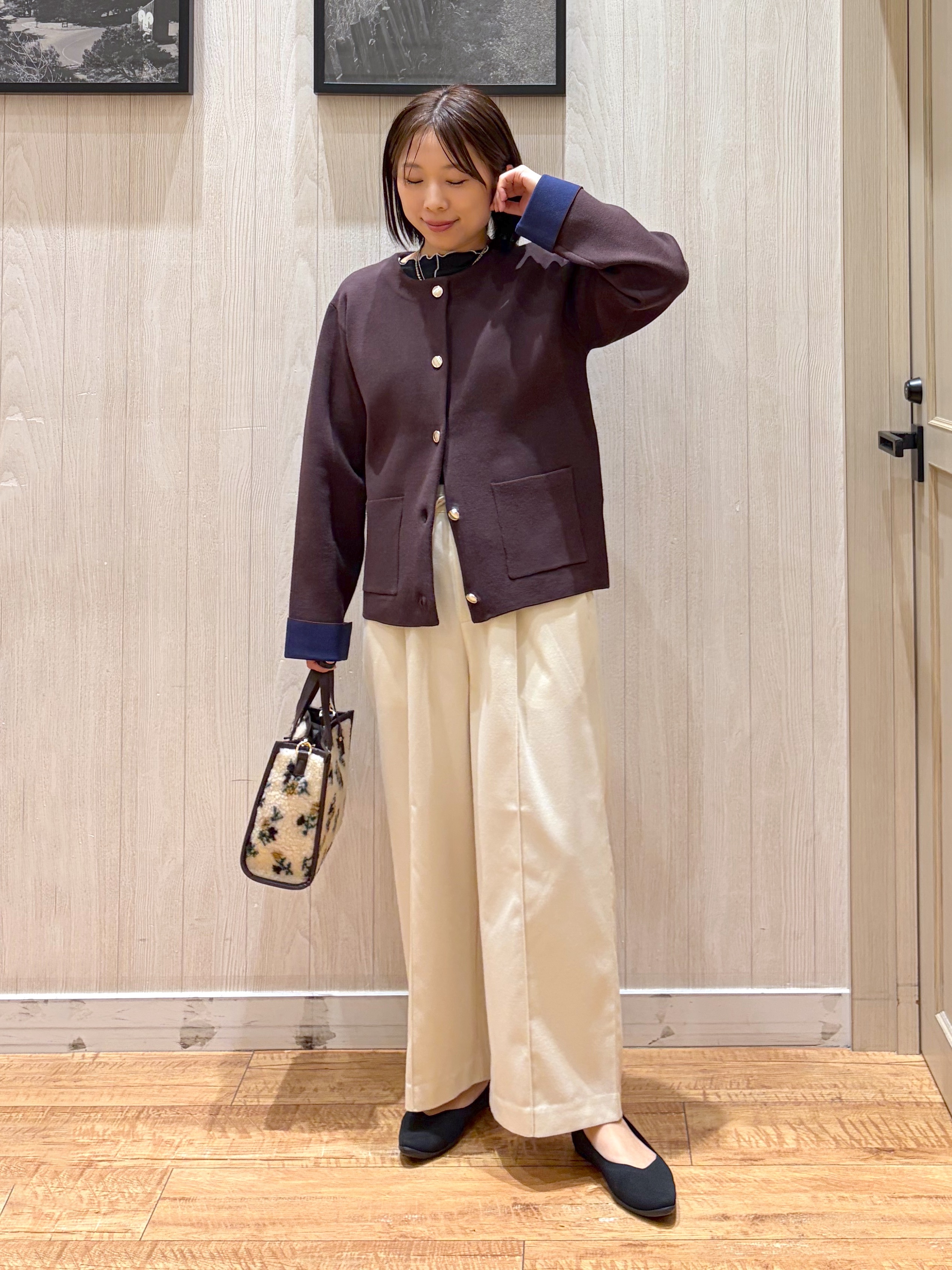 shirayuuuさんの「SHOO･LA･RUE｜【S-LL/洗濯機可/静電気防止】もちもち配色ダブルフェイスカーディガン」を使ったコーディネート