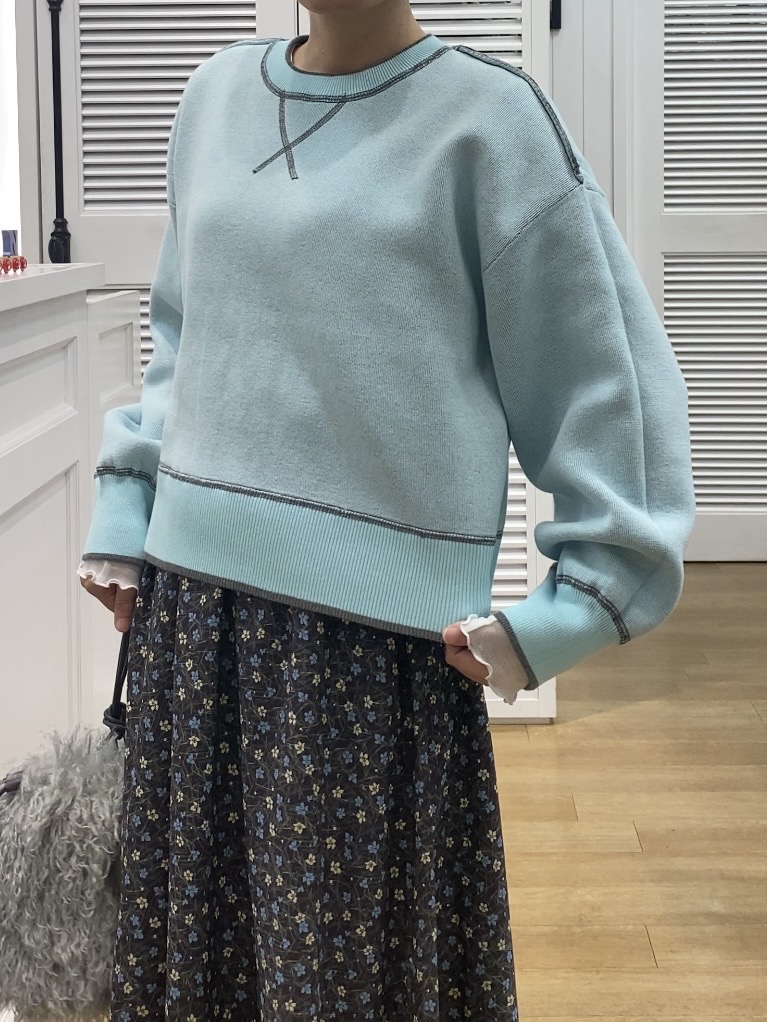 Hamaさんの「Dessin｜【2WAY/洗濯機OK/XS-L】配色リバーシブル コットンジャカード クルーネックニット」を使ったコーディネート