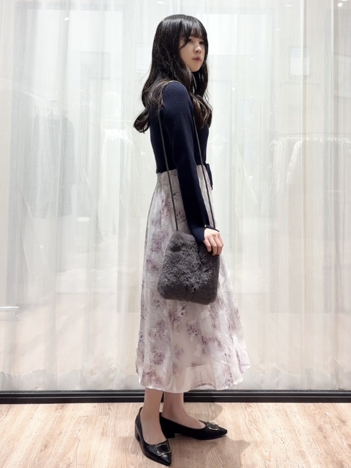 ぞうげさんの「OPAQUE.CLIP｜【植草美幸先生が指南する好印象スタイル】フラワージャカードドッキングニットワンピース≪洗濯機OK≫」を使ったコーディネート