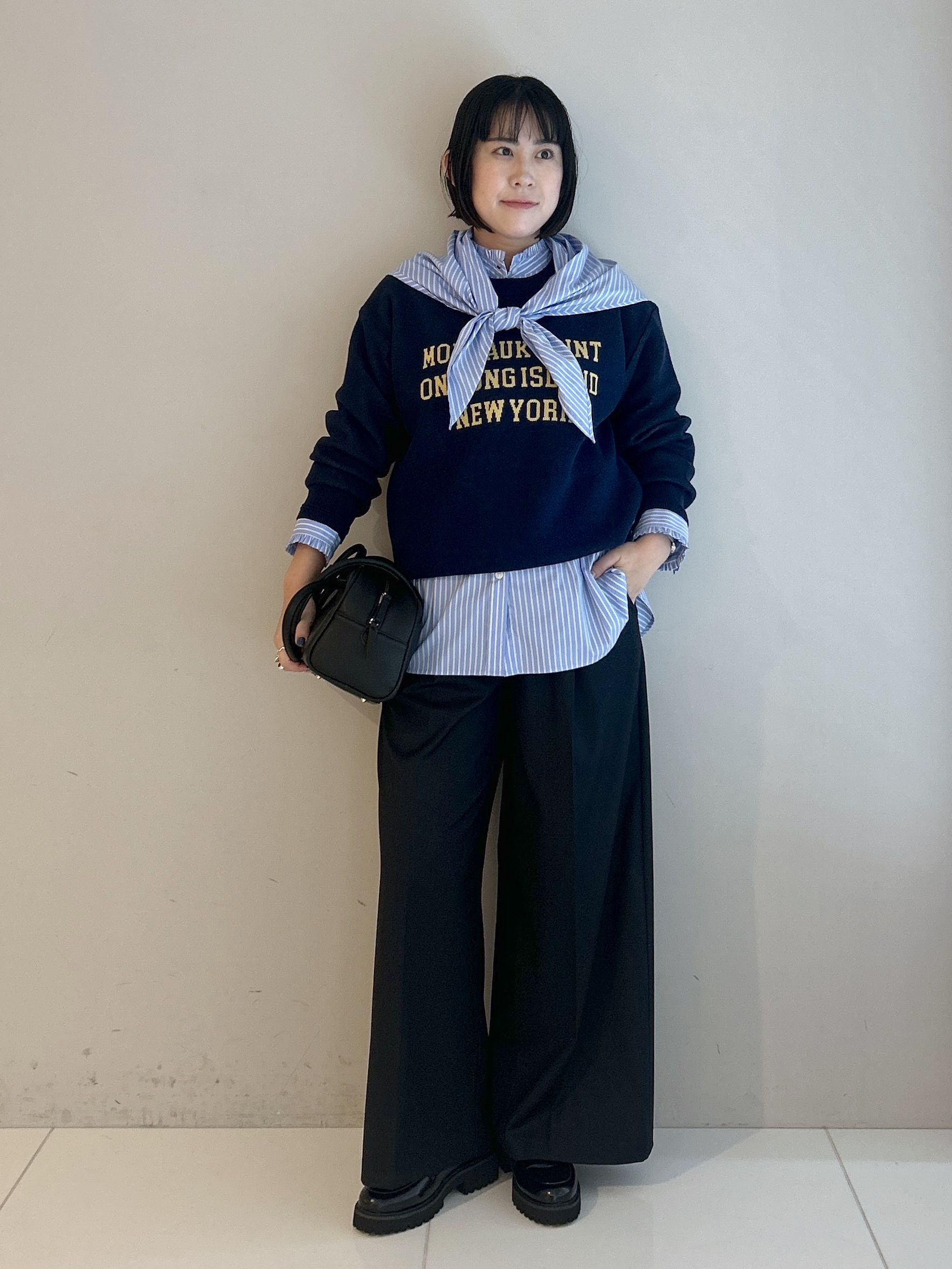 Hirokaさんの「Dessin｜【洗濯機OK/秋レイヤード】スウェットライク ロゴニット」を使ったコーディネート