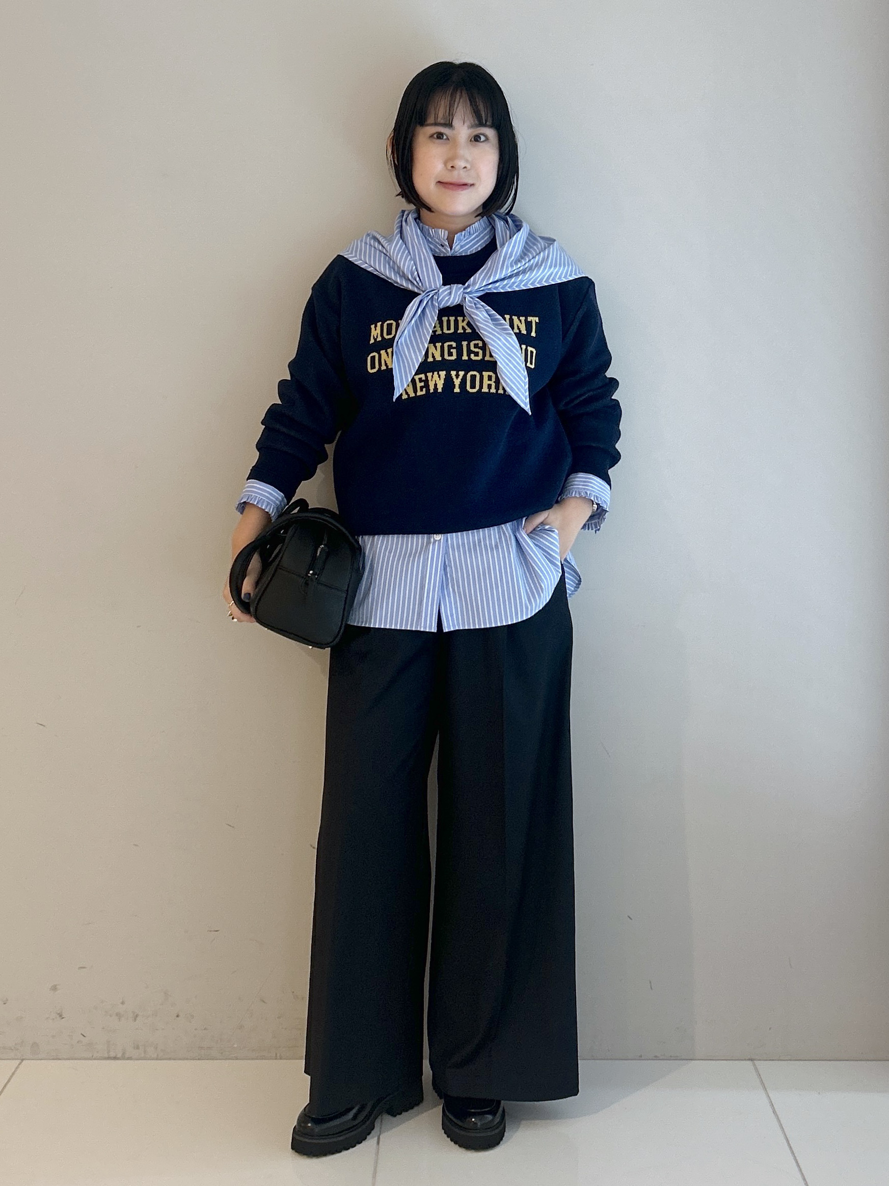 Hirokaさんの「Dessin｜【洗濯機OK/秋レイヤード】スウェットライク ロゴニット」を使ったコーディネート
