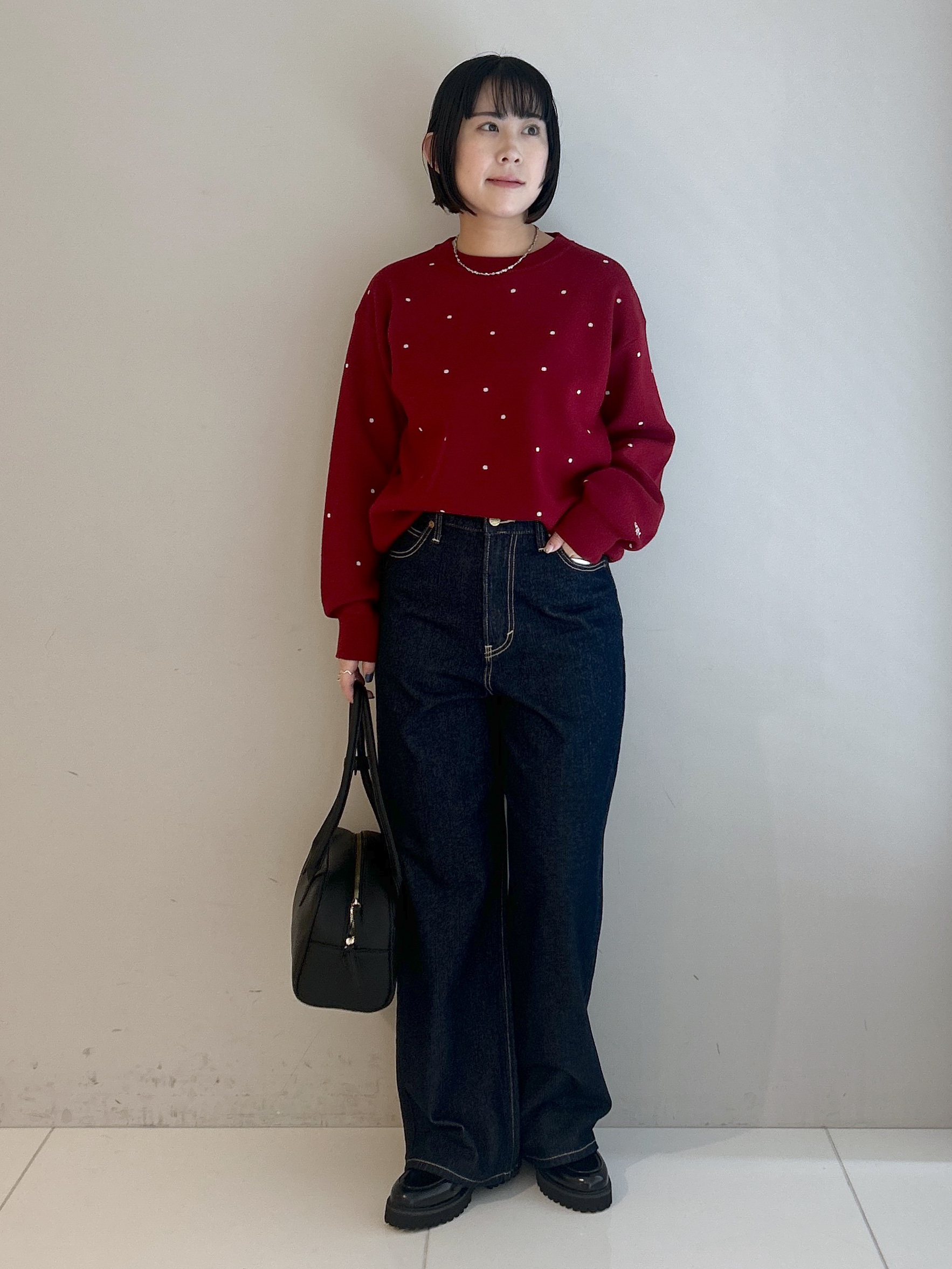 Hirokaさんの「Dessin｜【洗濯機OK/秋ニット】コットンジャガード ドットプルオーバー」を使ったコーディネート